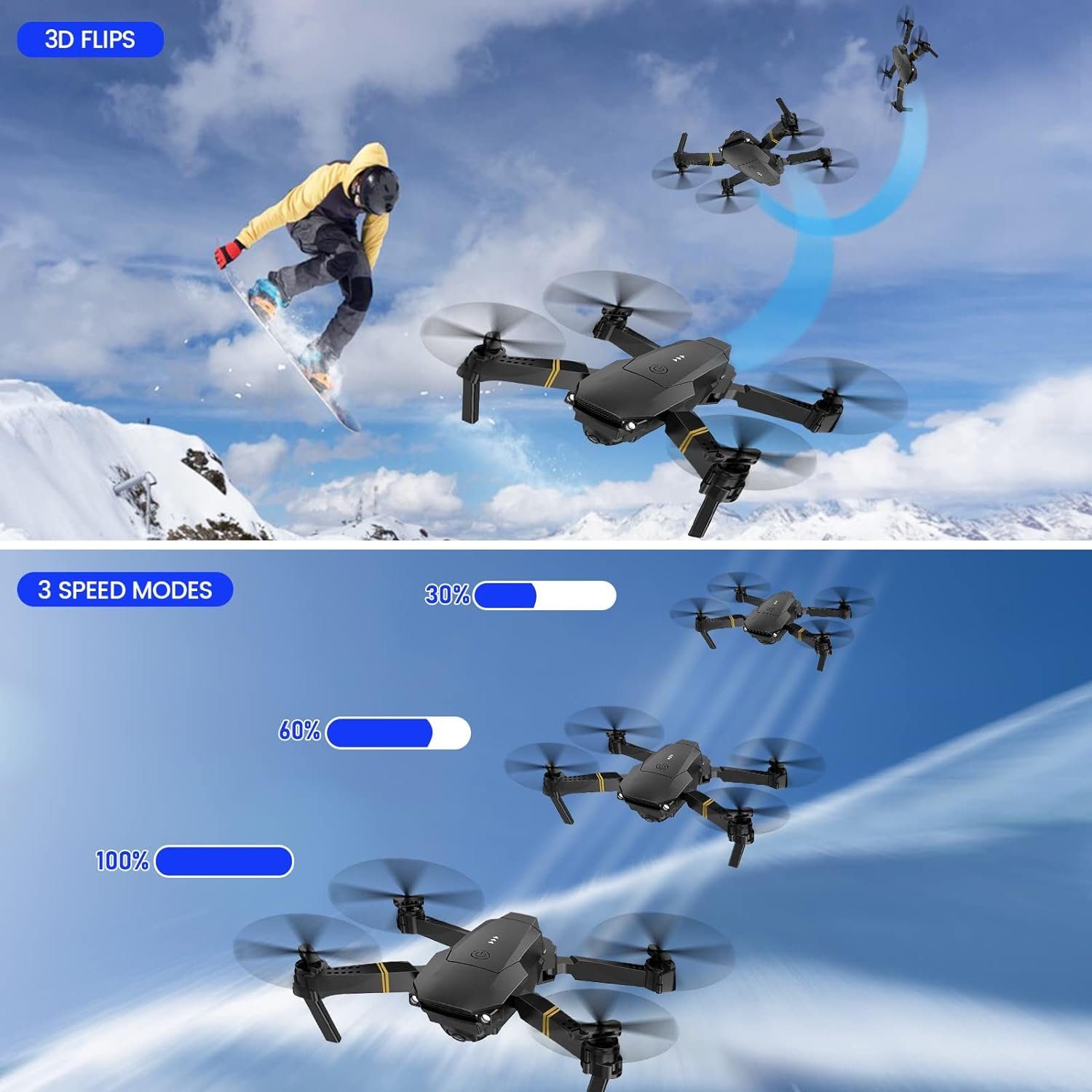 NAUXIU Drohne mit Kamera 4K 1080P, Drohne Kinder Quadcopter (4K FPV RC mit für Drohne HD (Gold) HD 1080P, Anfänger Drone