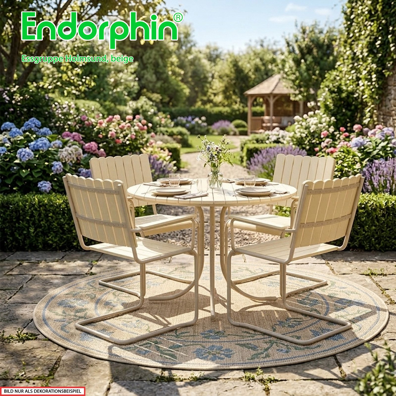 Endorphin Garten-Essgruppe Garten- Essgruppe Holmsund, beige, (Garten- Essgruppe Holmsund, 5-tlg., Sitzmöbel)