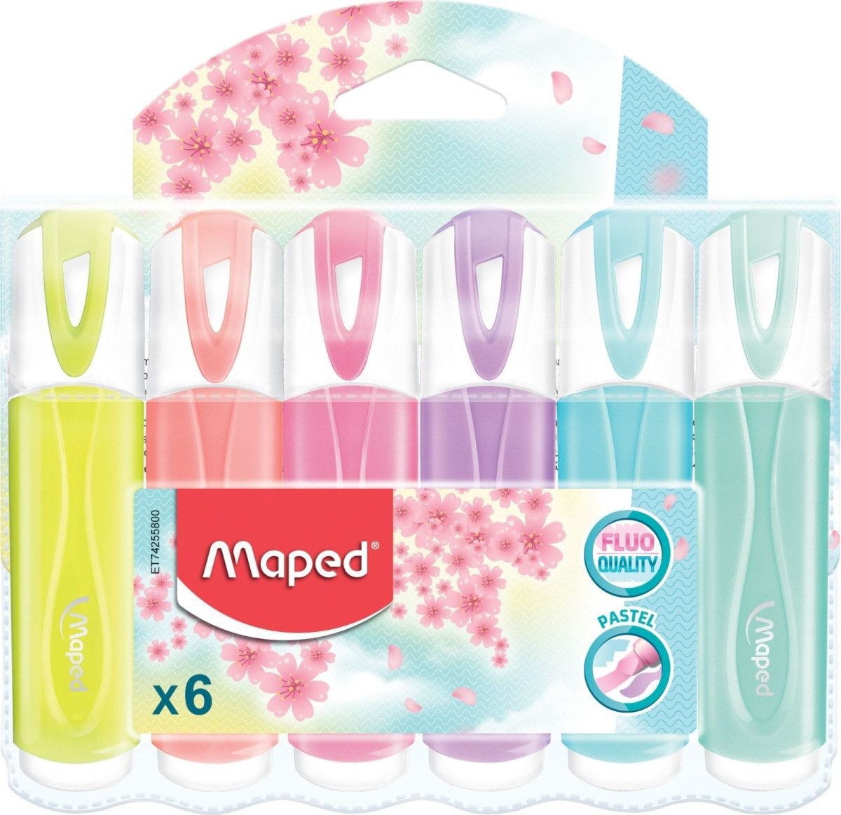 MAPED Marker Textmarker Fluo Peps Pastel Pastell-Töne sortiert VE=6 Stück Blister