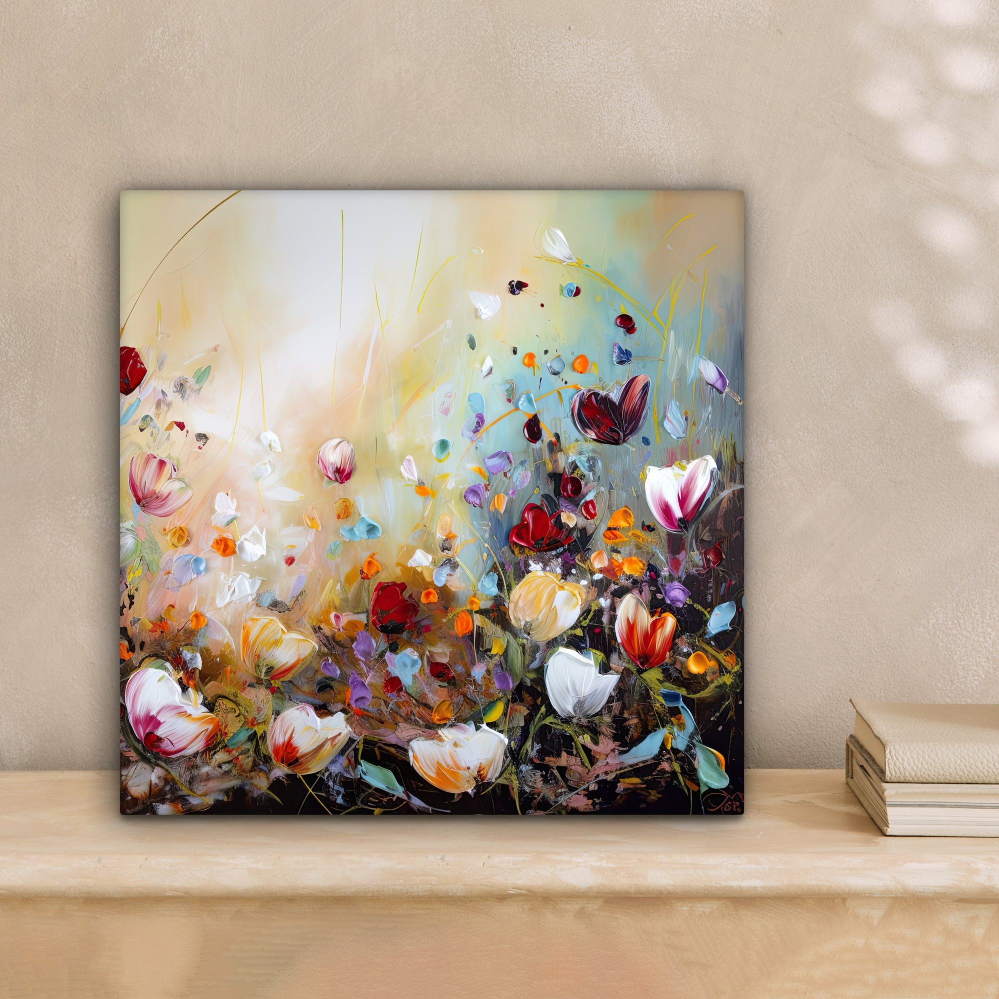 OneMillionCanvasses® Leinwandbild Ölfarben - Blumen - Farbenfroh - Natur, F günstig online kaufen