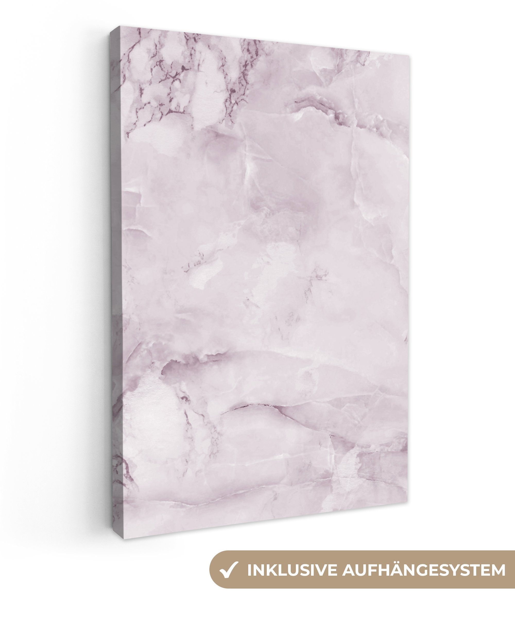 OneMillionCanvasses® Leinwandbild Marmor - Vintage - Rosa, (1 St), Leinwandbild fertig bespannt inkl. Zackenaufhänger, Gemälde, 20x30 cm