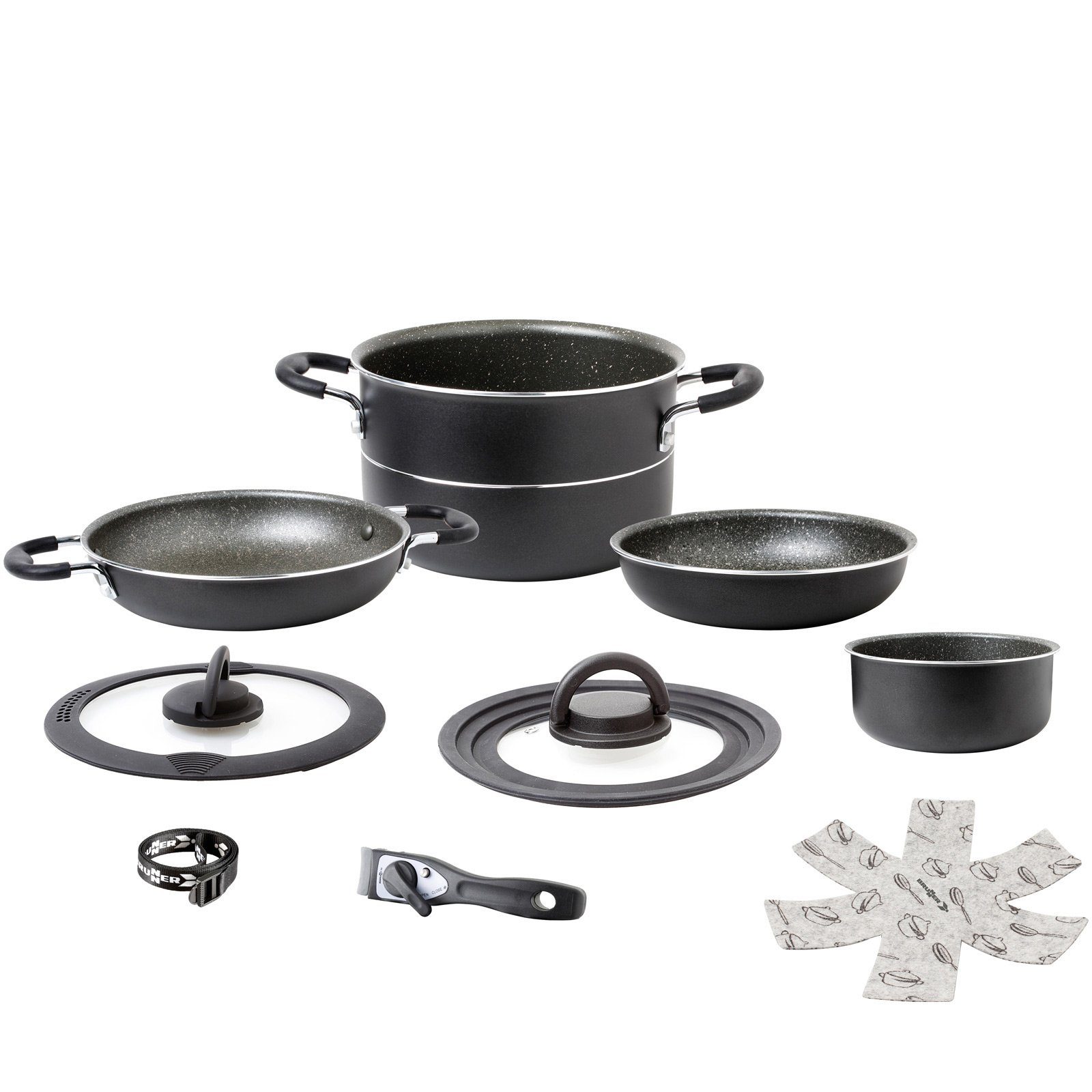 BRUNNER Topf-Set Alu Koch Set Pirate Ø20 Camping Outdoor, Koch Geschirr Küche Topf Pfanne