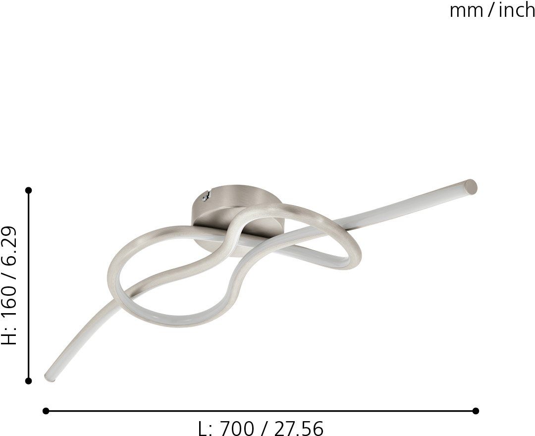 EGLO Deckenleuchte NOVAFELTRIA, LED fest integriert, Warmweiß, Deckenlampe, Wohnzimmerlampe, Flurlampe Decke in Nickel-Matt, Weiß