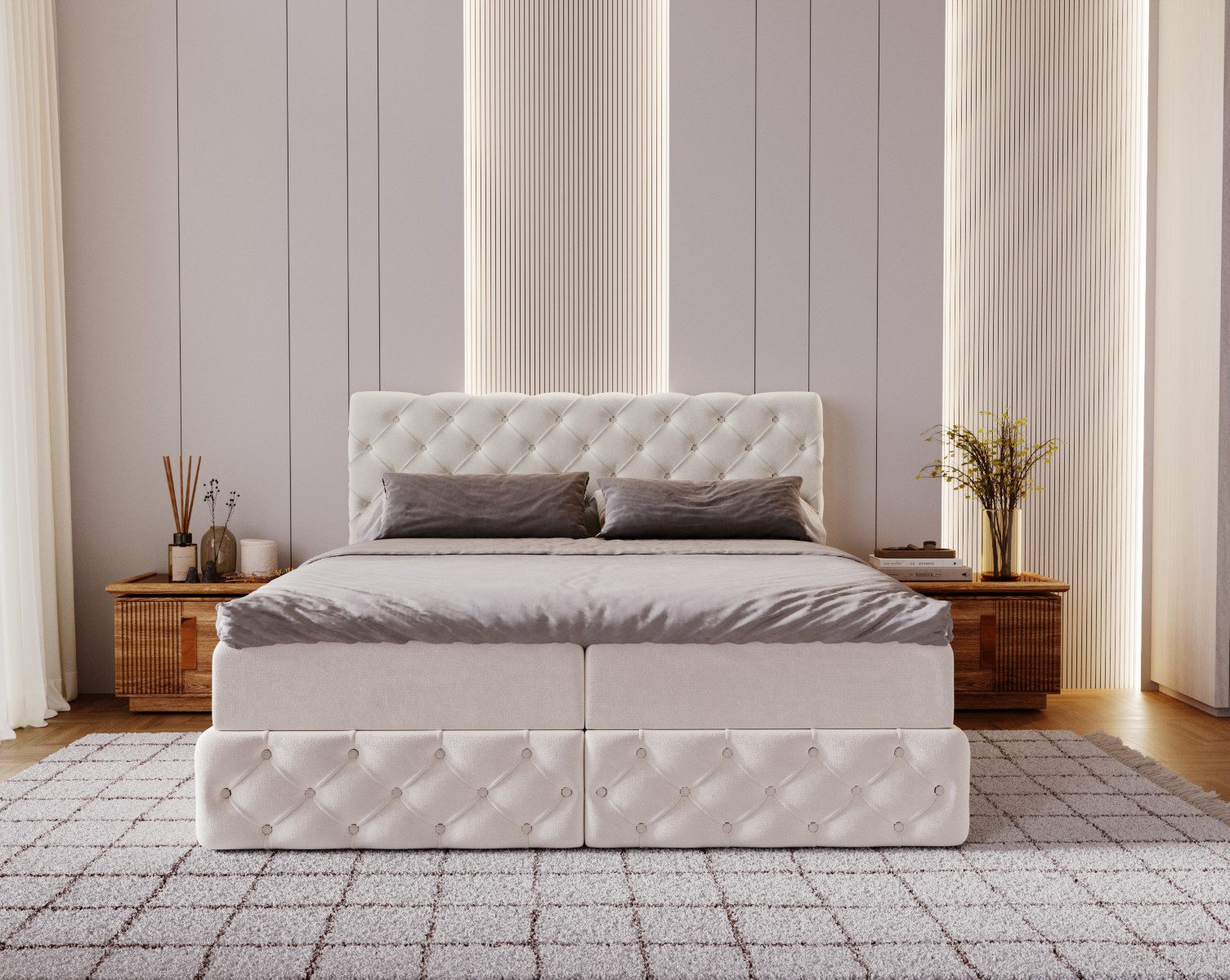Kaiser Möbel Boxspringbett Chesterfield-Kontinentalbett Luxury Stoff günstig online kaufen