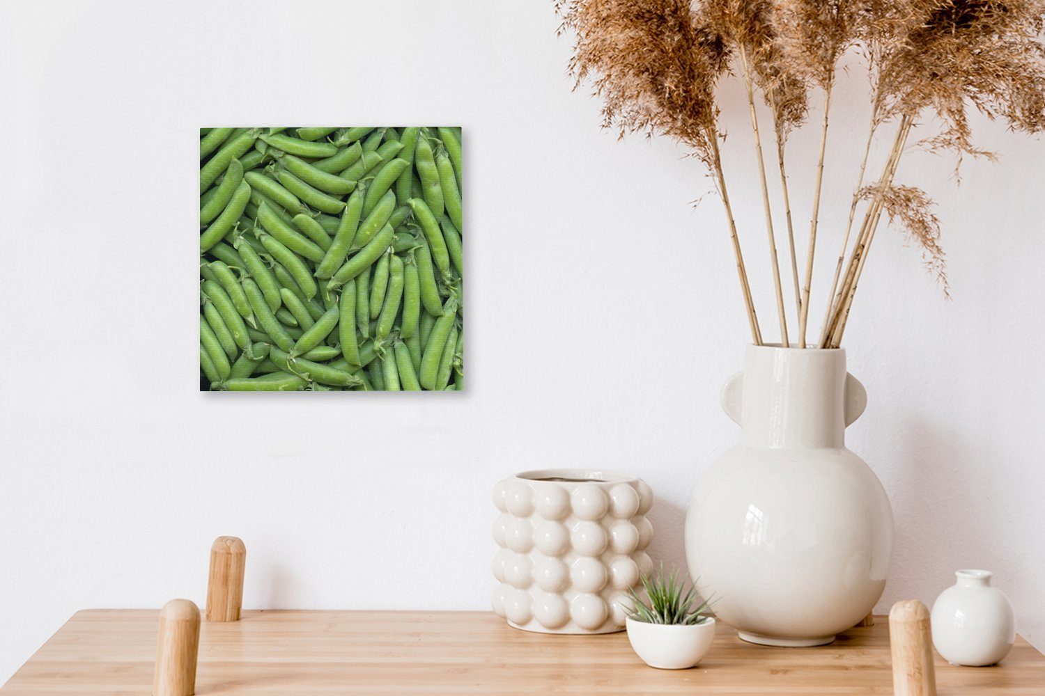 vollständig Leinwand Wohnzimmer grünen Bilder gefüllt Ein das Erbsen Schlafzimmer OneMillionCanvasses® Bild, mit ist, für (1 St), Leinwandbild