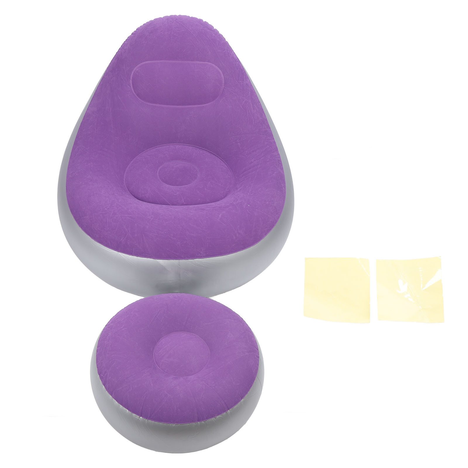 GARRYFIZH Sitzsack Aufblasbares Sofa Set mit Hocker, Relaxsessel beflockt, Lila (Set, Sitzsack), Fußpedal