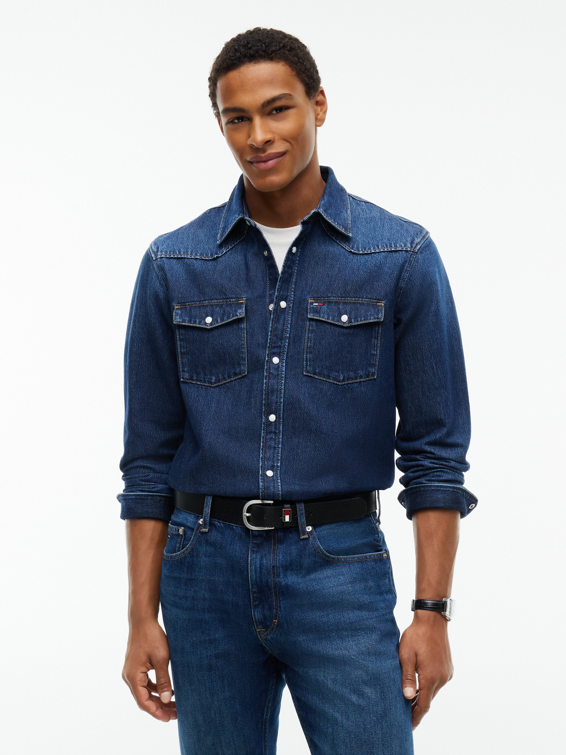 Tommy Jeans Jeanshemd REGULAR WESTERN SHIRT Regular fit mit Klappentaschen