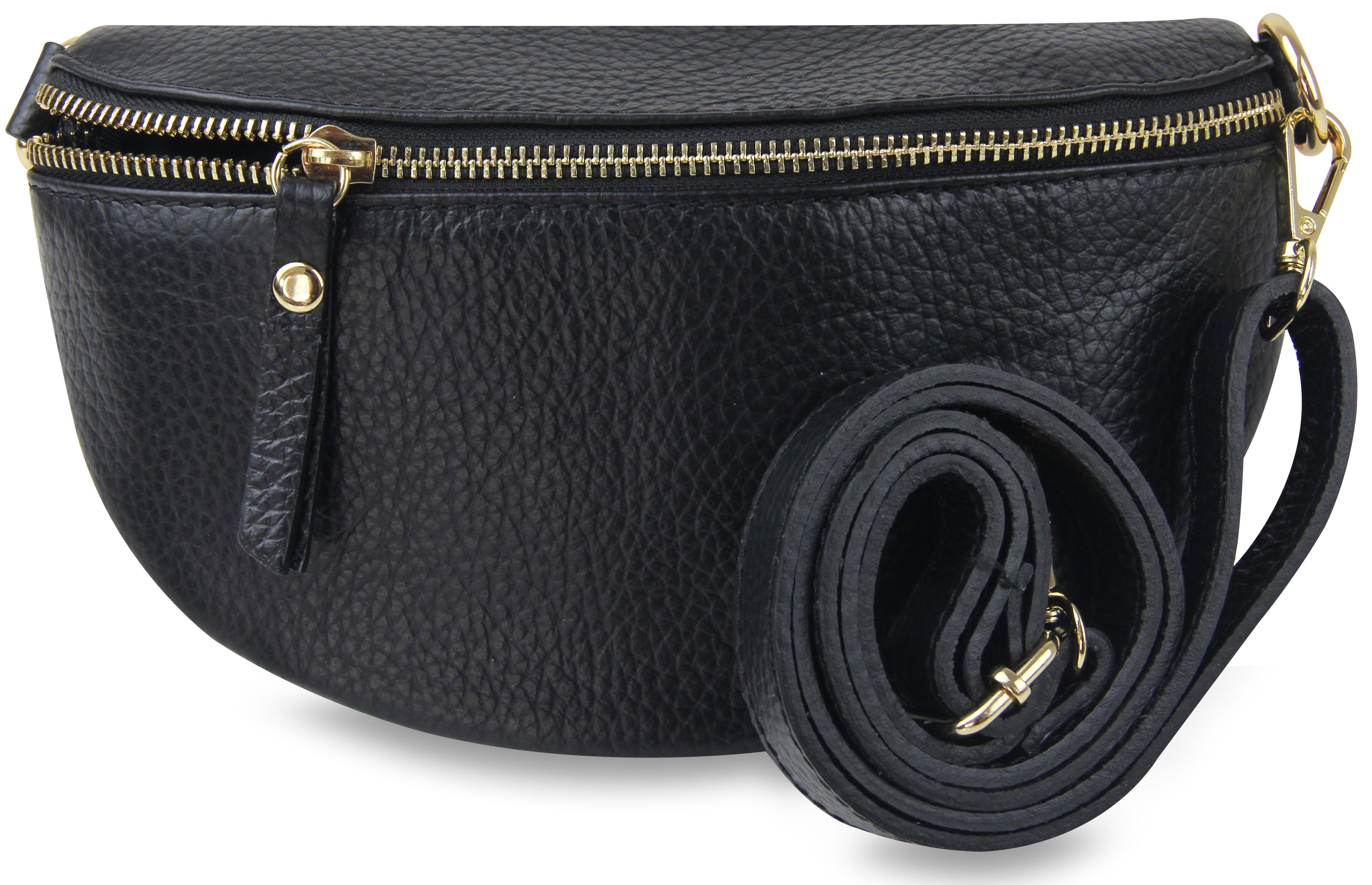 Frentree Umhängetasche Damen Echtleder, Made in Italy, Crossbody Tasche Schultertasche, mit goldenem Reißverschluss, Размер Midi