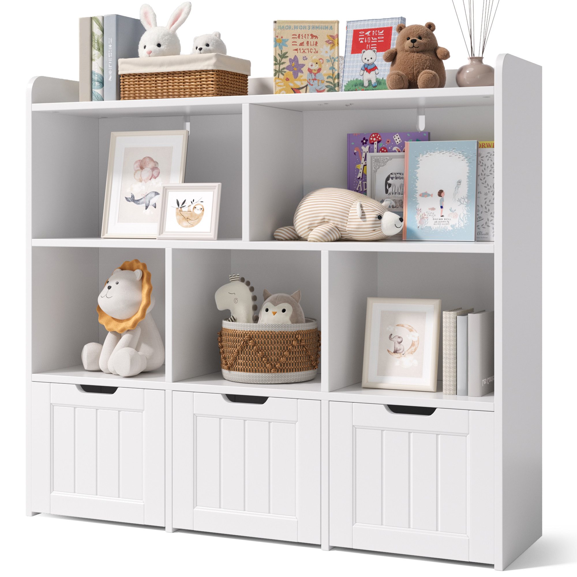 Bealife Bücherregal Kinderregal, Spielzeugschrank mit 3 Schubladen, mit Rol günstig online kaufen
