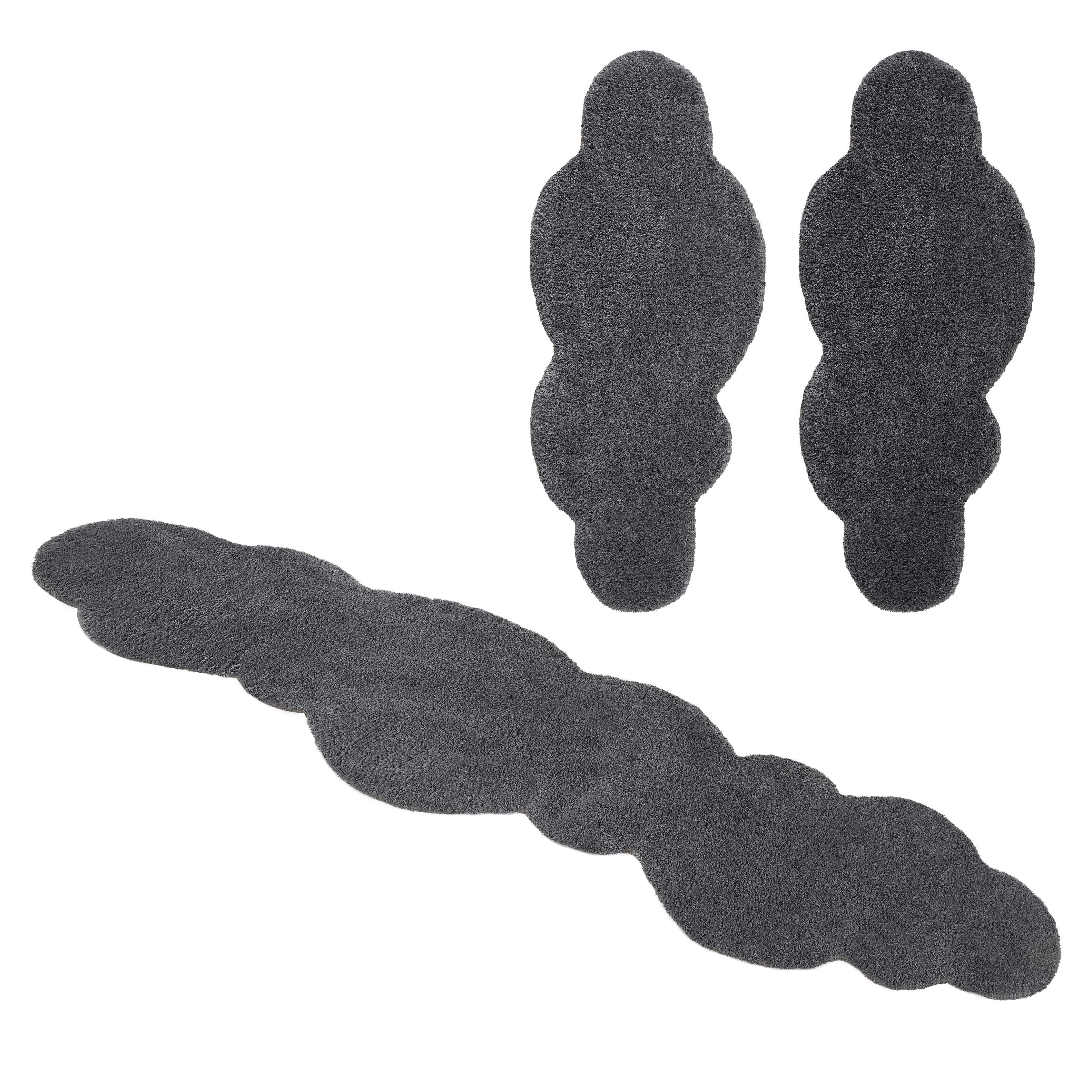 OTTO home Bettumrandung Microfaser Teppich Magong, besonders weich, sehr feiner Flor, Höhe 25 mm, (3-tlg), Wolkenform, uni Bettvorleger, Läufer-Set, Schlafzimmer, Kinderzimmer