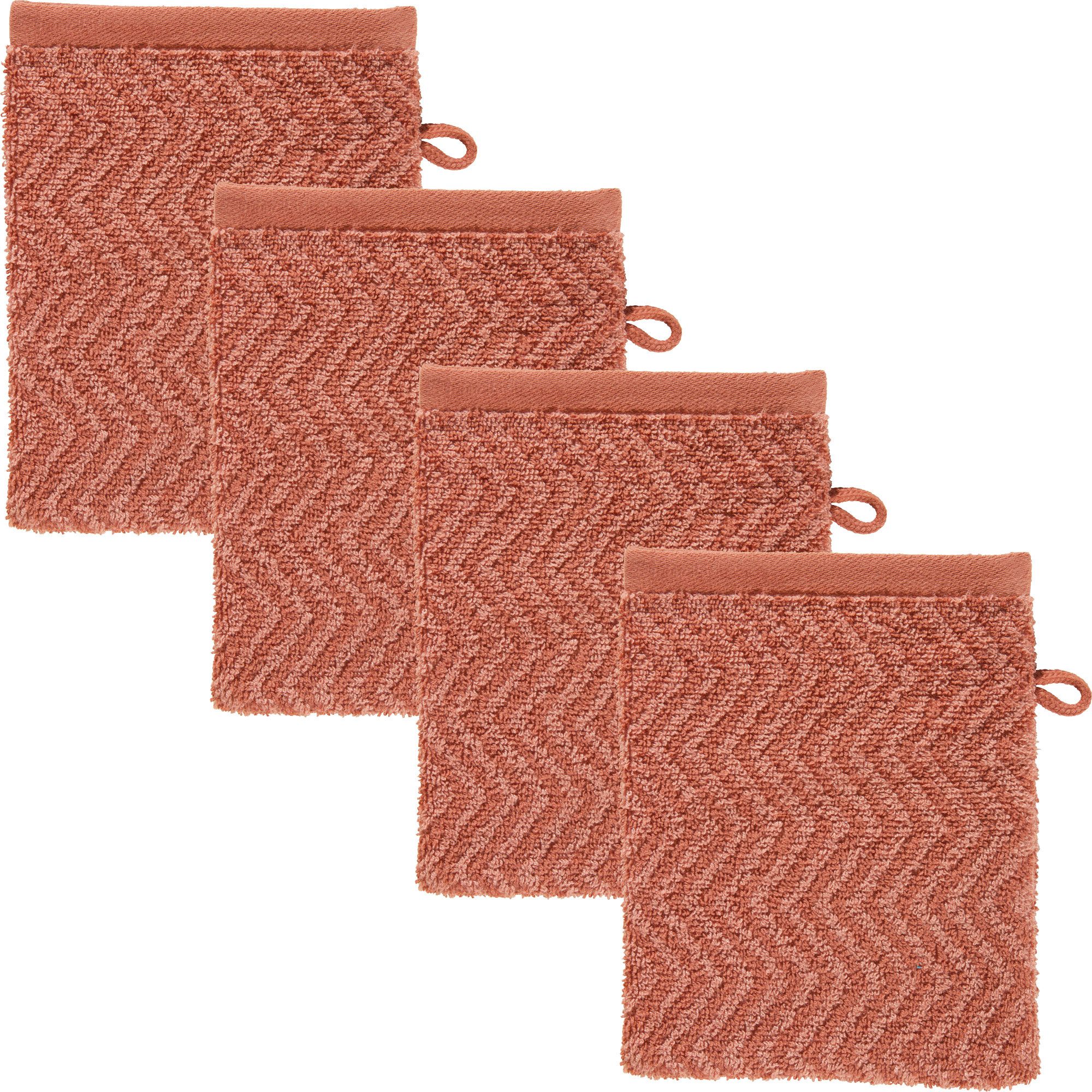 REDBEST Waschhandschuh Waschhandschuh "Palmdale" 4er-Pack, Frottier, Walk-Frottier gemustert