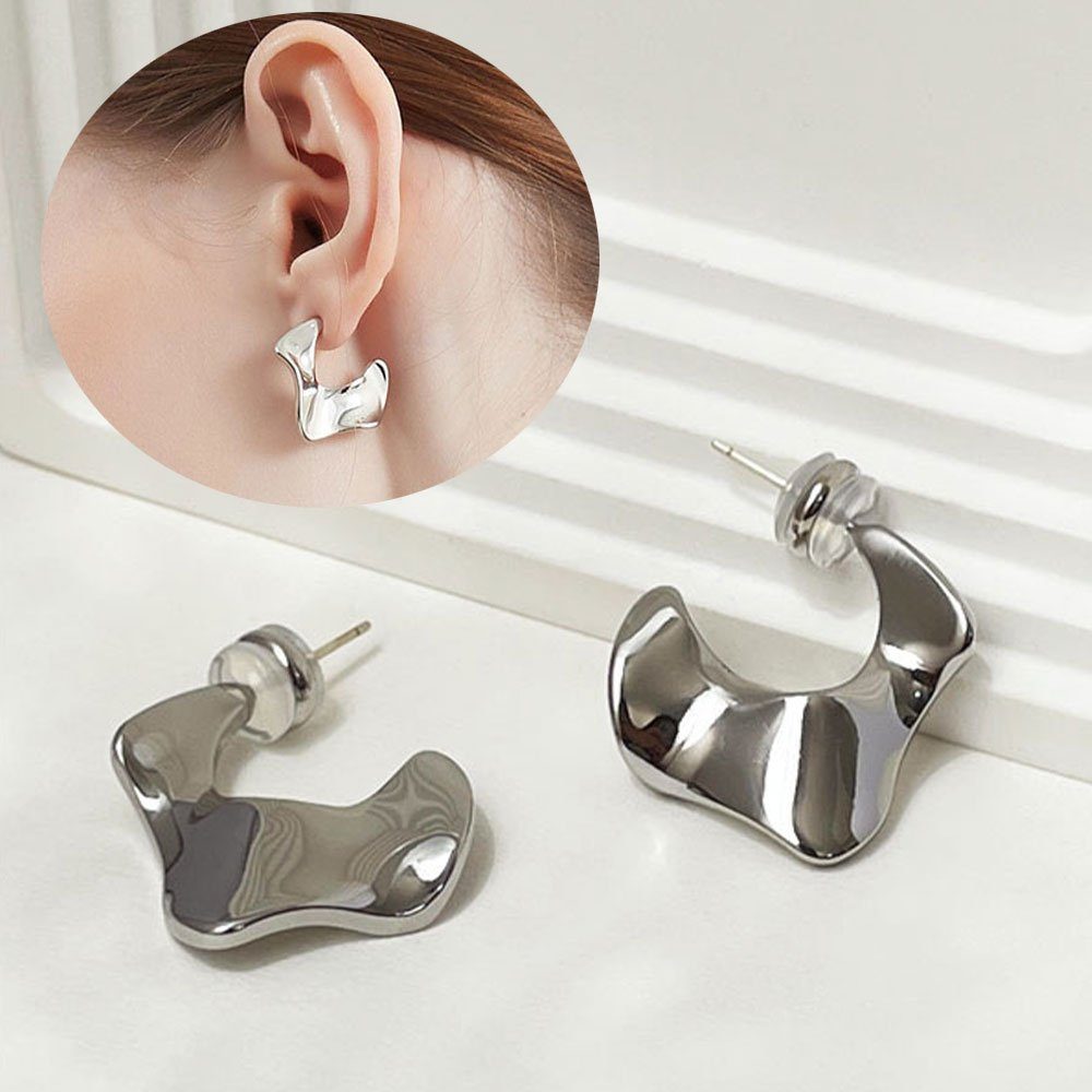 AUzzO~ Paar Ohrhänger Paar Ohrringe für Damen Damenschmuck Vintage Ohrstecker unregelmäßig Silber