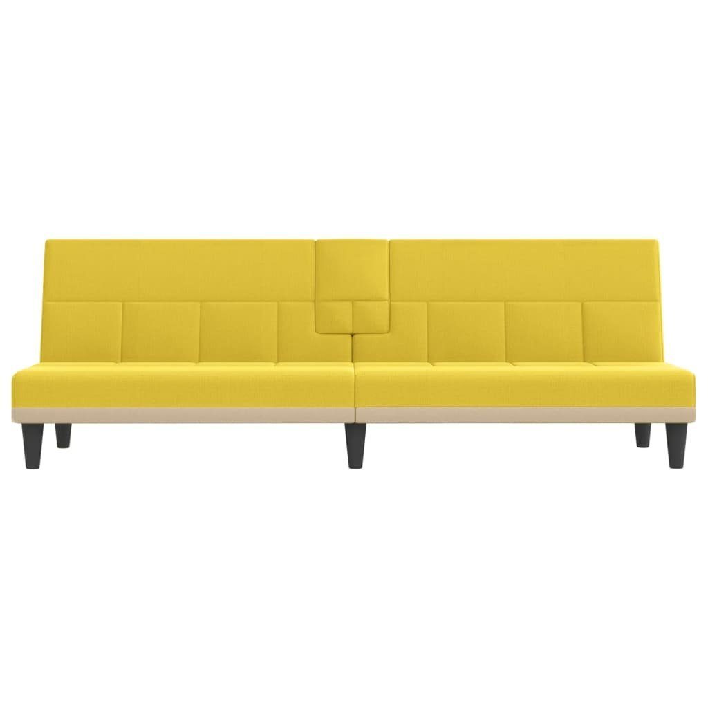 vidaXL Sofa Schlafsofa mit Getränkehaltern Hellgelb Stoff Schlafcouch Couch Sofa
