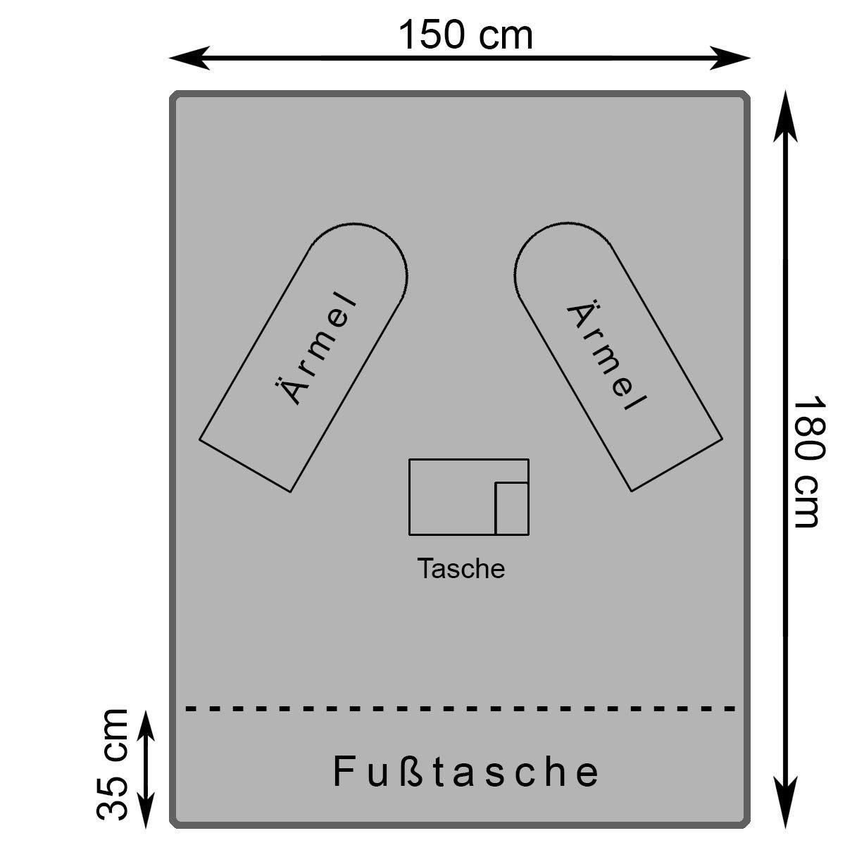 Wohndecke flauschige, tragbare Kuscheldecke mit Ärmeln und Fußtasche 180x150 cm, Gräfenstayn, warme Ärmeldecke - TV Decke zum Anziehen - 180x150cm hellbraun – Bild 5 von 5