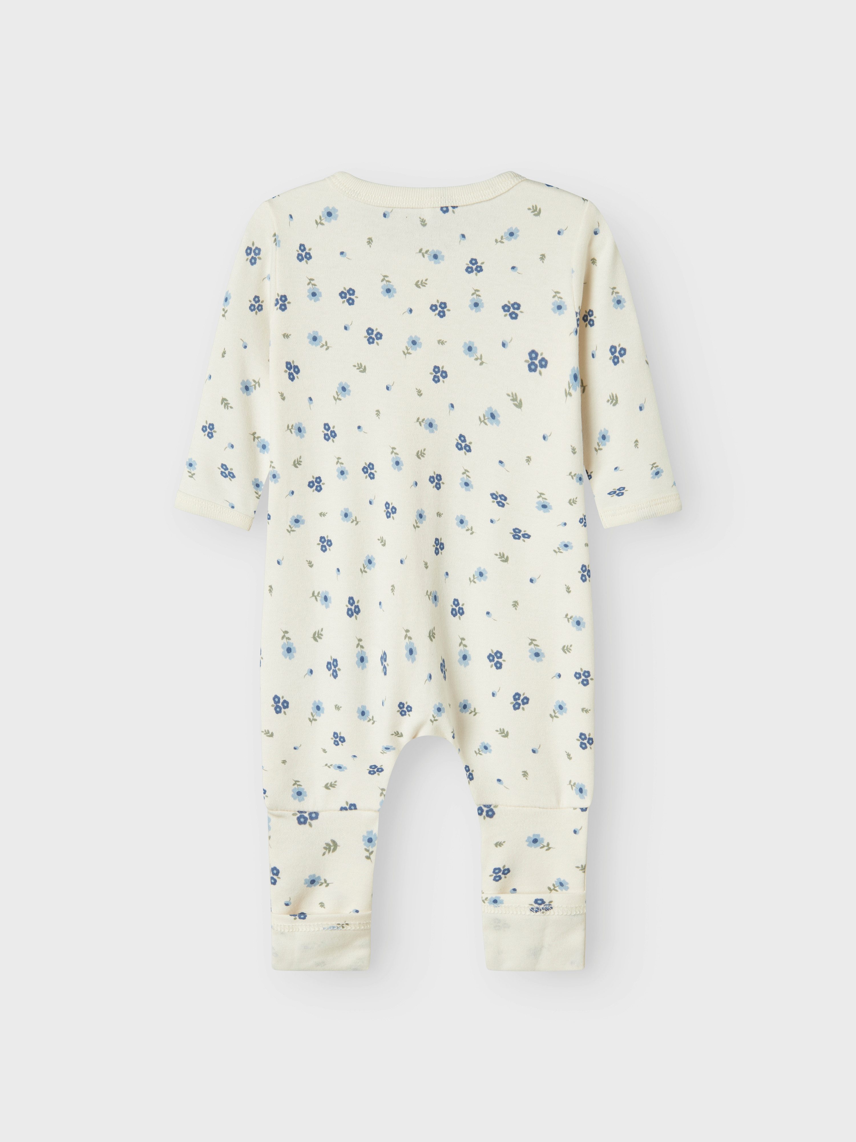 Name It Pyjama NBFNIGHTSUIT 2P ZIP FF JET FLOWER NOOS (Packung, 2 tlg) zweiteiliges Set, aus Baumwolle, Regular Fit, knöchellange Hose