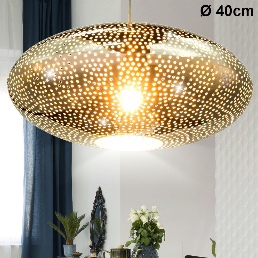 Pendelleuchte, inklusive, Chrom Pendel Leuchte Wohn geätzt Lampe Leuchtmittel Decken Hänge etc-shop nicht Zimmer Strahler