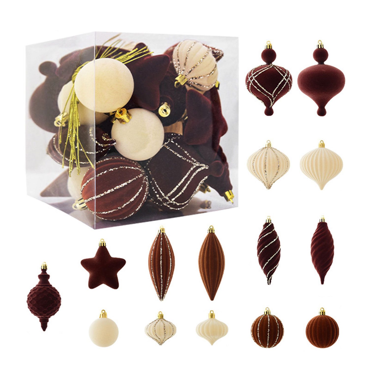 Refttenw Weihnachtsbaumkugel Weihnachtsschmuck,Christbaumschmuck,Kugeln Hängekugeln,24 Stück