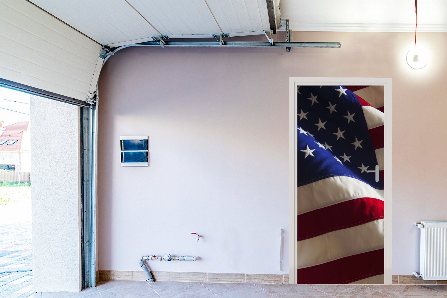 MuchoWow Türtapete Ausschnitt aus einer Matt, Tür, für Flagge Fototapete Vereinigten Staaten, der St), bedruckt, Türaufkleber, (1 75x205 cm