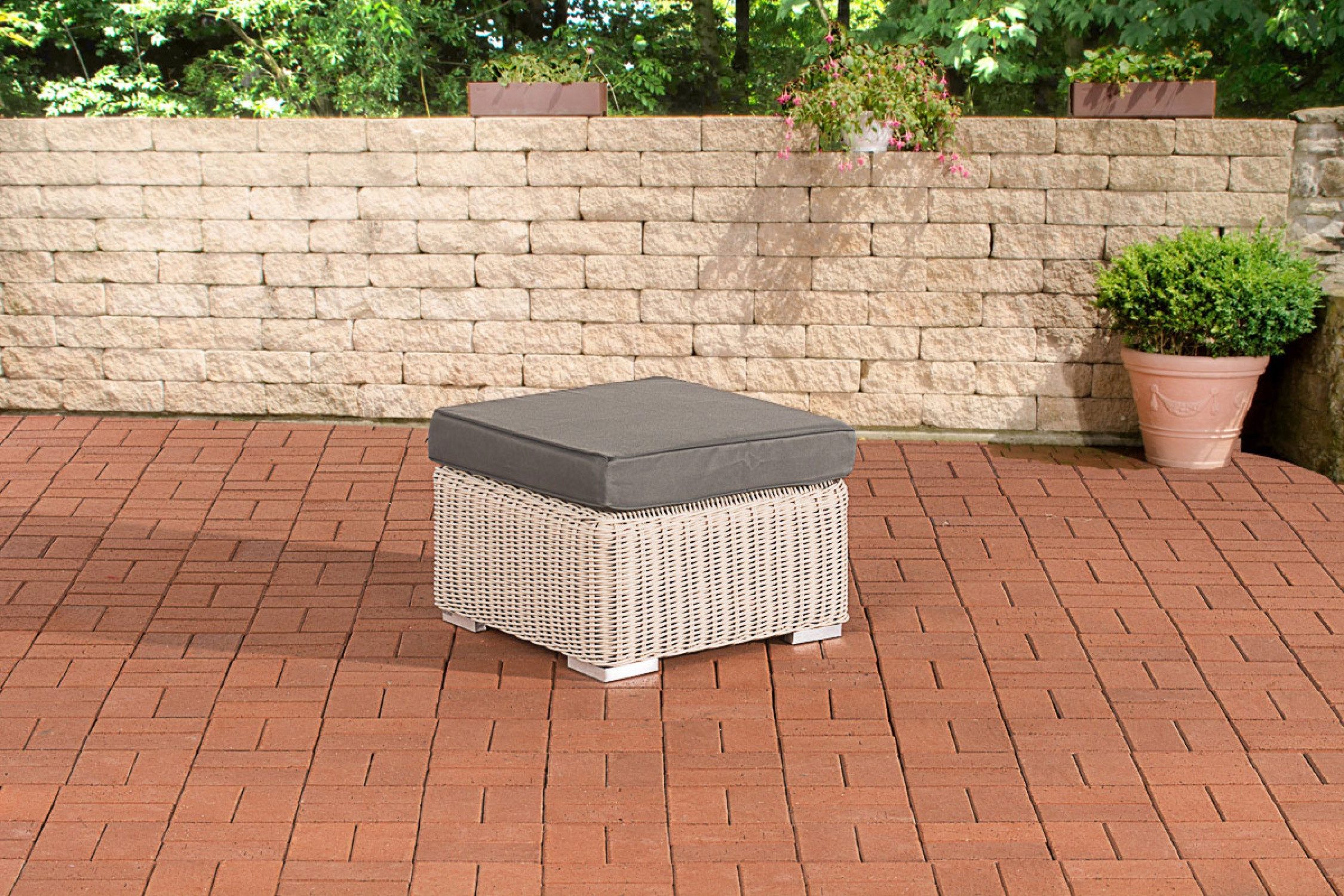 TPFGarden Fußhocker Billy (Farbe - Korpus: perlweiß Sitzkissen: eisengrau), modernes Design