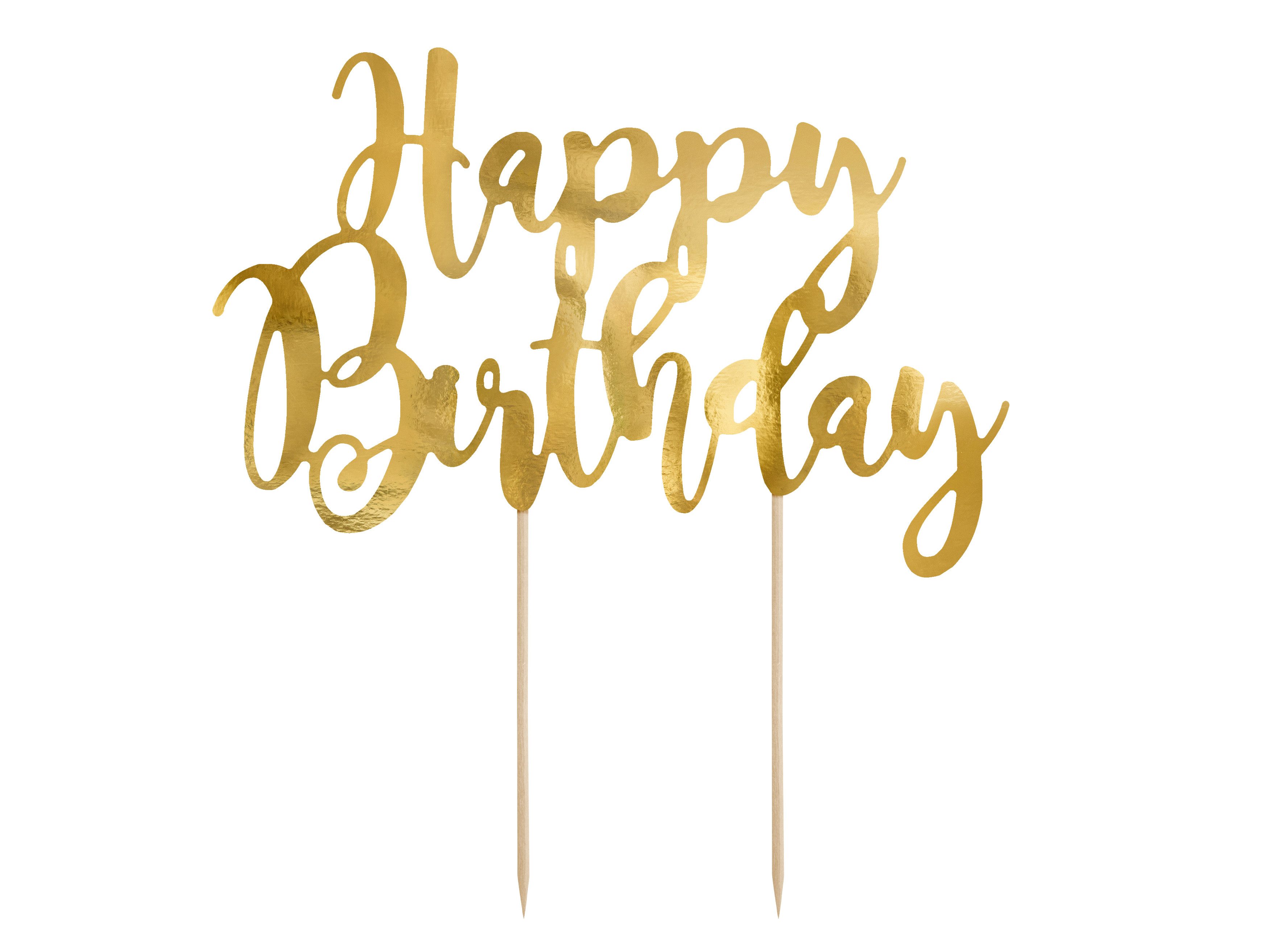 partydeco Hängedekoration Tortendeko 'Happy Birthday' 22,5cm, Gold