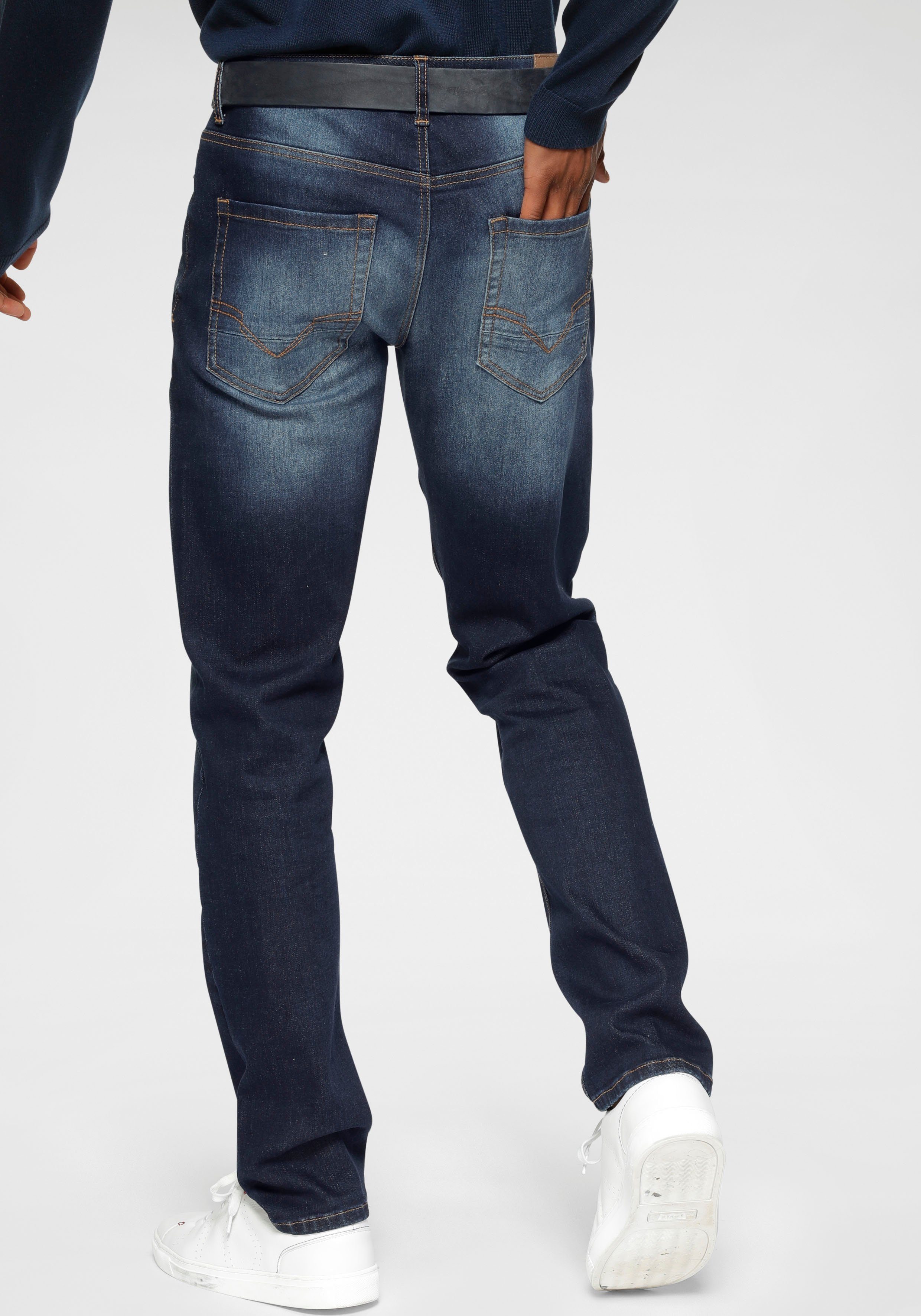 H.I.S Straight-Jeans Ozon darkblue-used Wash DIX Ökologische, wassersparende Produktion durch