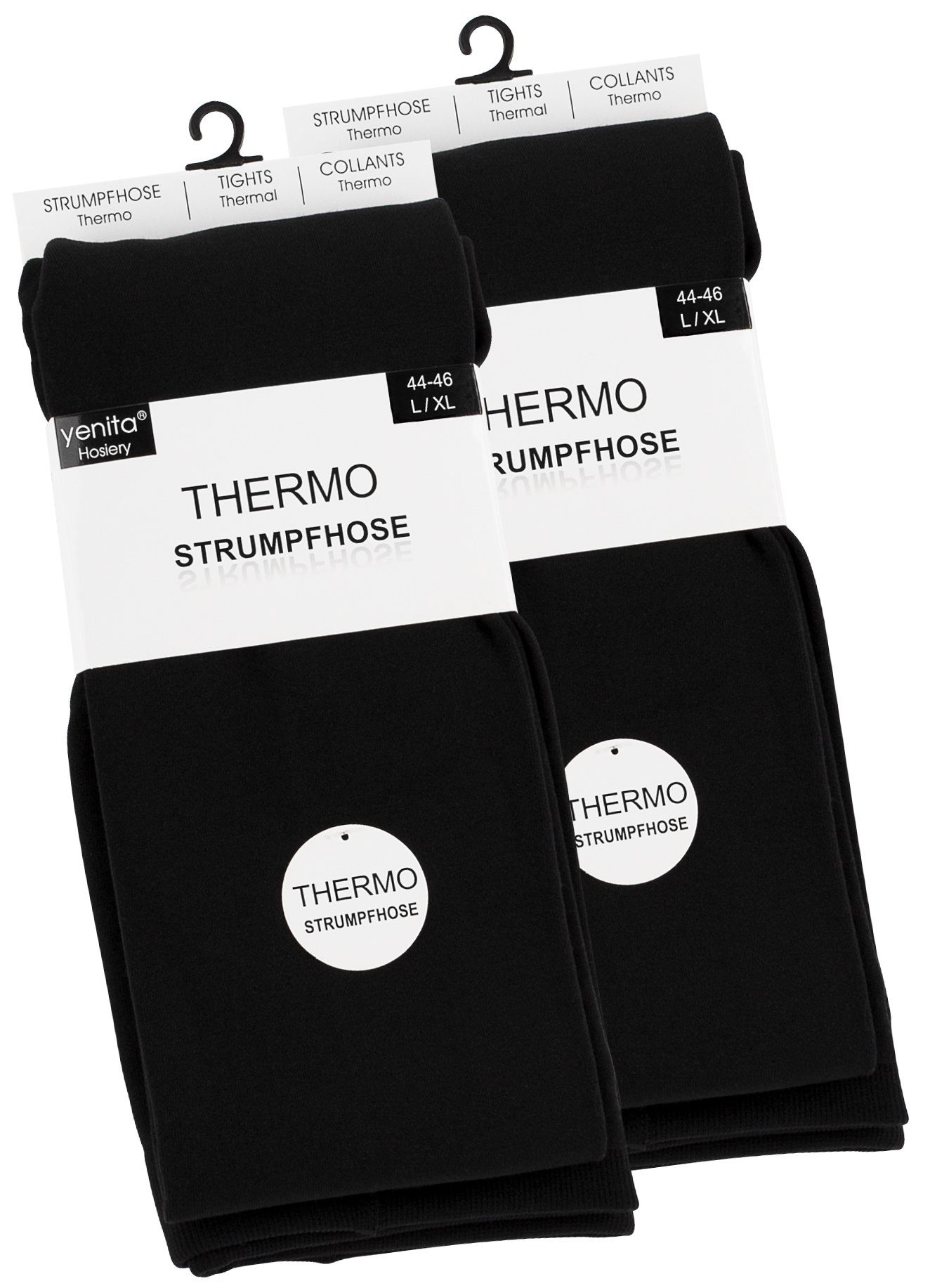 Yenita® Thermostrumpfhose (2 schwarz Innenfleece wärmenden mit St)