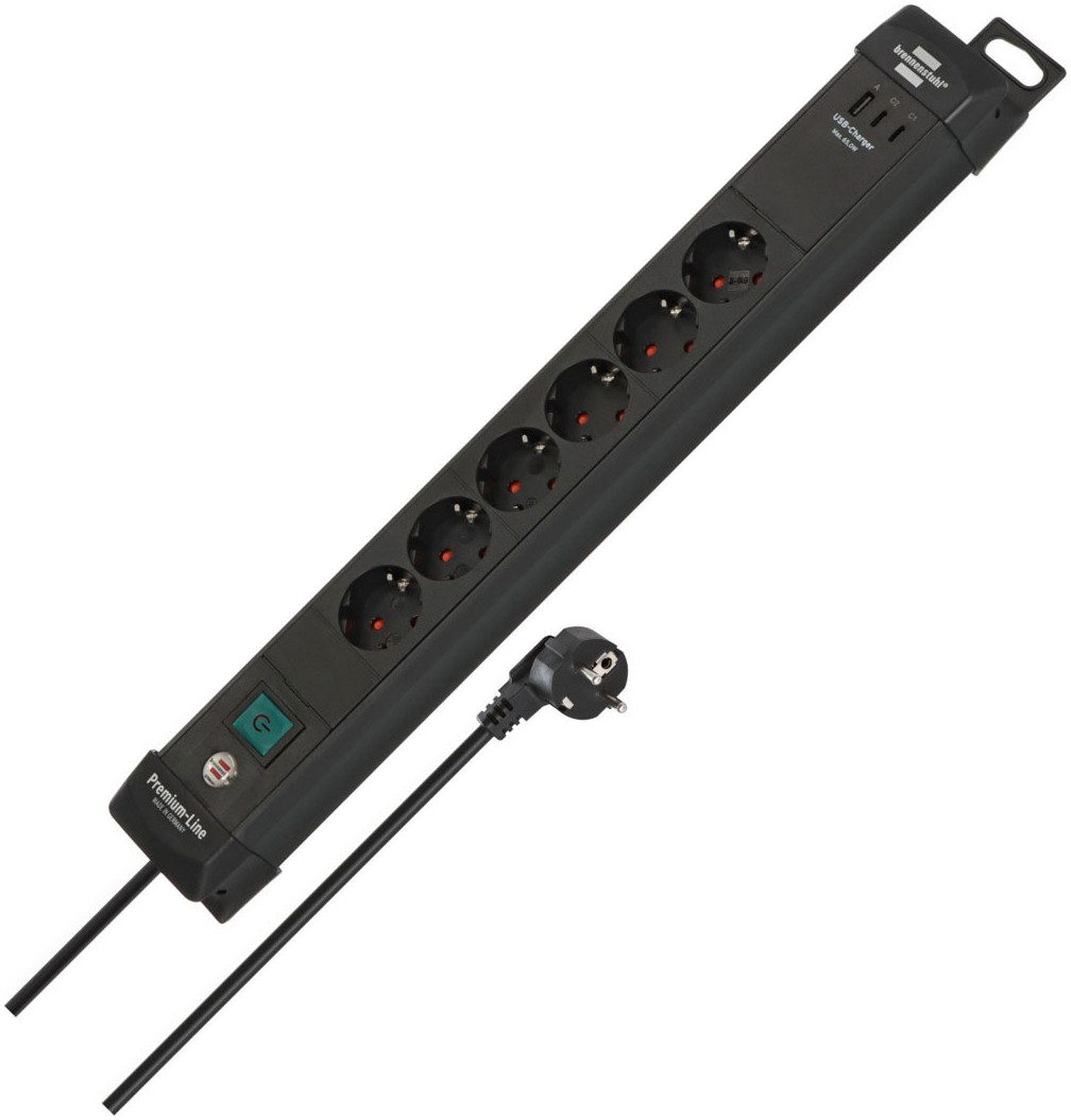 Brennenstuhl Premium-Line Steckdosenleiste 6-fach mit USB Steckdosenleiste 9-fach (Ein- / Ausschalter, Tragegriff, USB-Anschlüsse, Kabellänge 3 m)