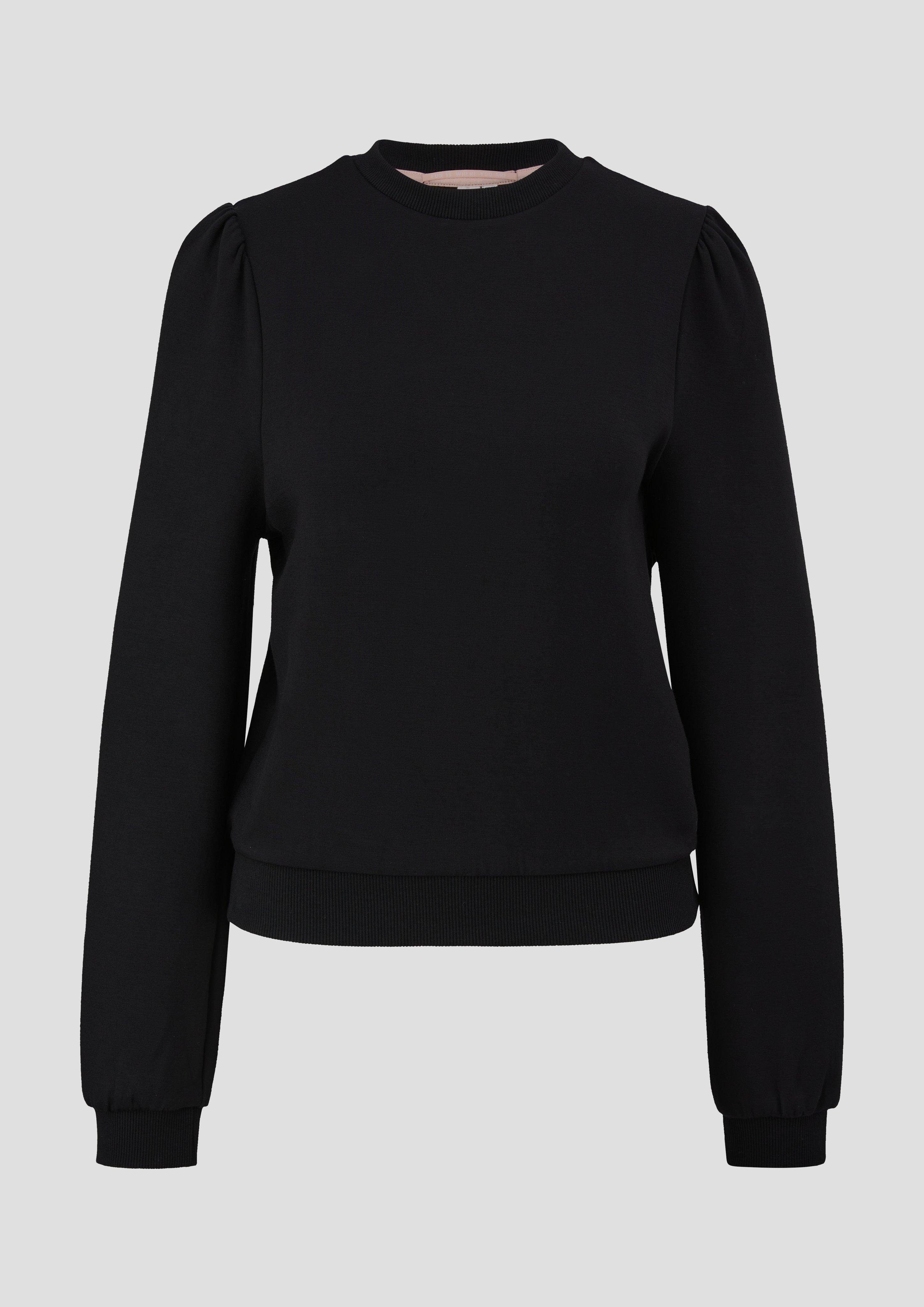 Sweatshirt Sweatshirt schwarz aus Logo QS Viskosemix