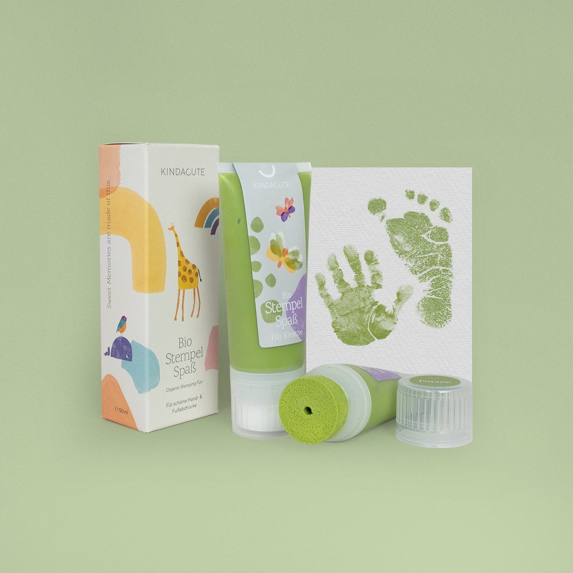 KINDACUTE Bastelfarbe Bio Stempelspaß 50ml Tube, Für Hand- und Fußabdrücke