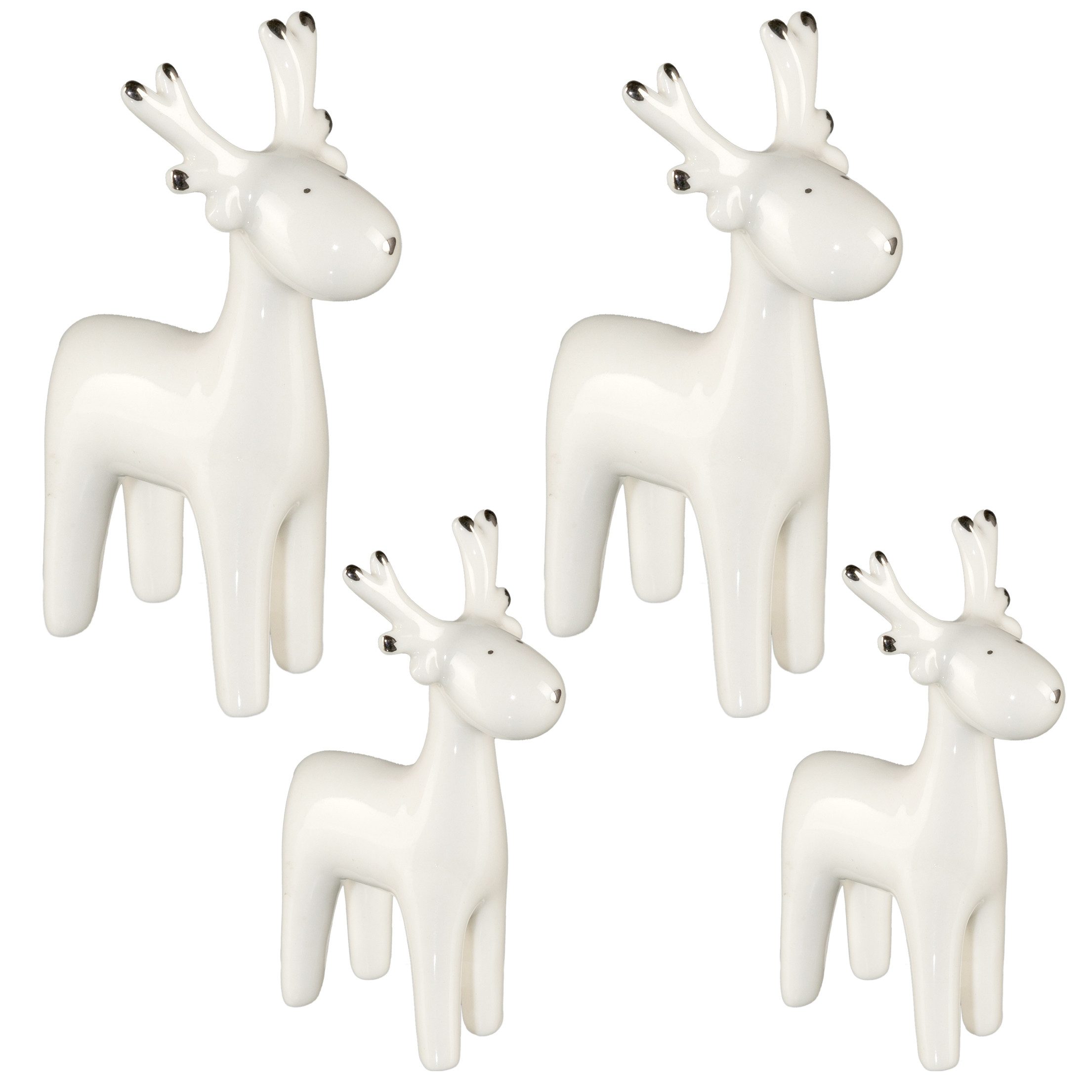 Creativ home Weihnachtsfigur Keramikfigur Elch (4 St), in zwei Größen handbemalt