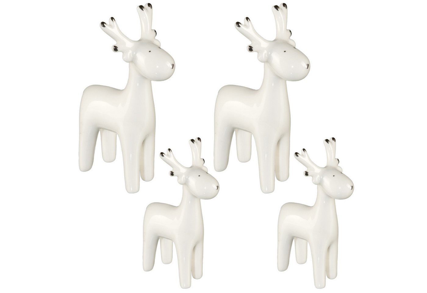 Creativ home Weihnachtsfigur Keramikfigur Elch (4 St), in zwei Größen handbemalt