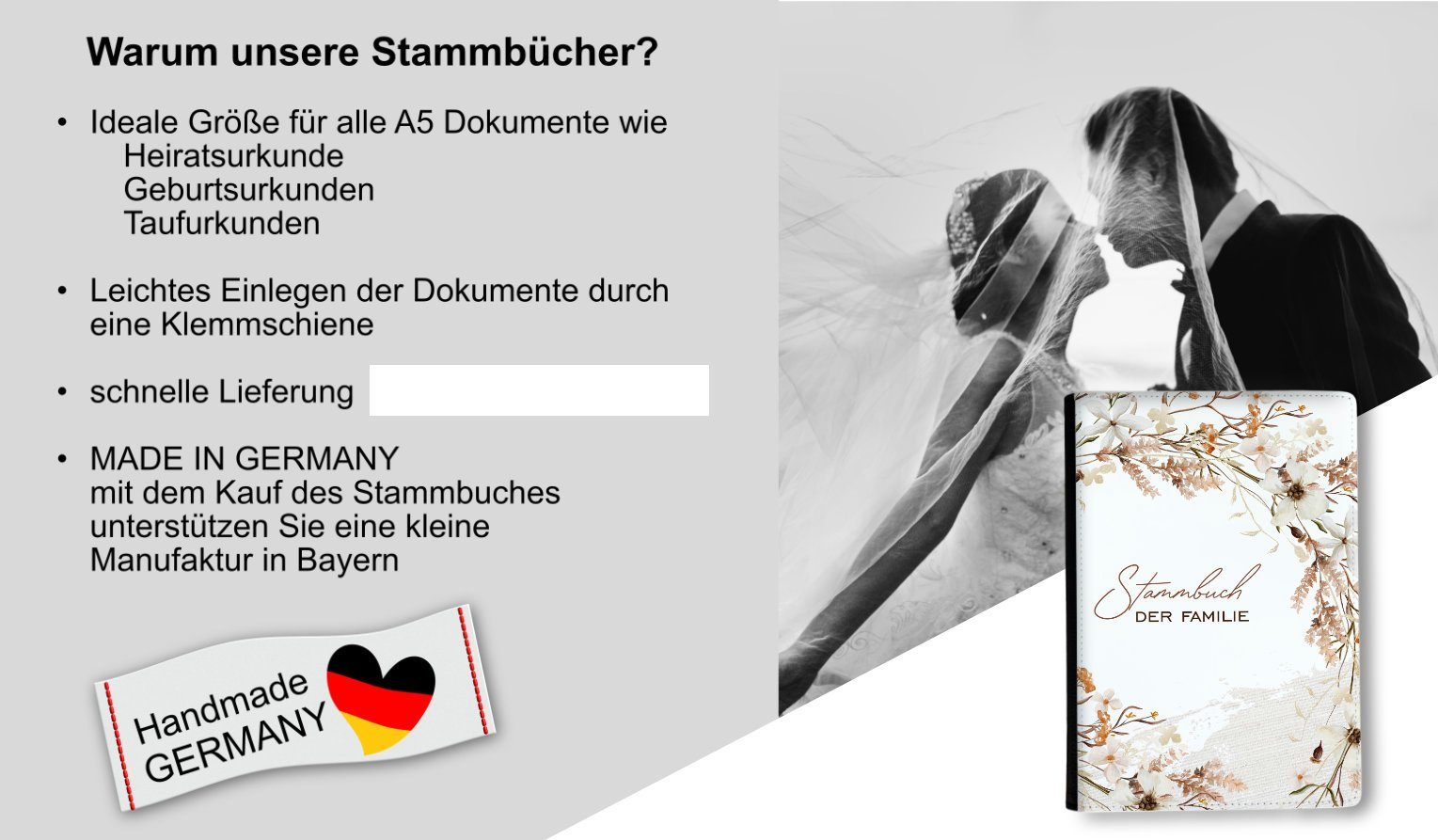 A5 CreaDesign Wiesenblumen Braun Stammbuch Notizbuch