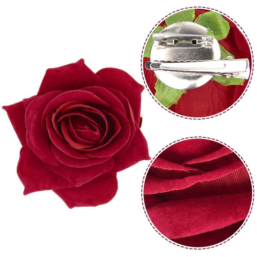 Haiaveng Haarspange für Haarspange 3-tlg., Stück cm, Damen Damen-Haarspangen-Set 3 7 und Mädchen, Rosenmotiv, mit set, Party