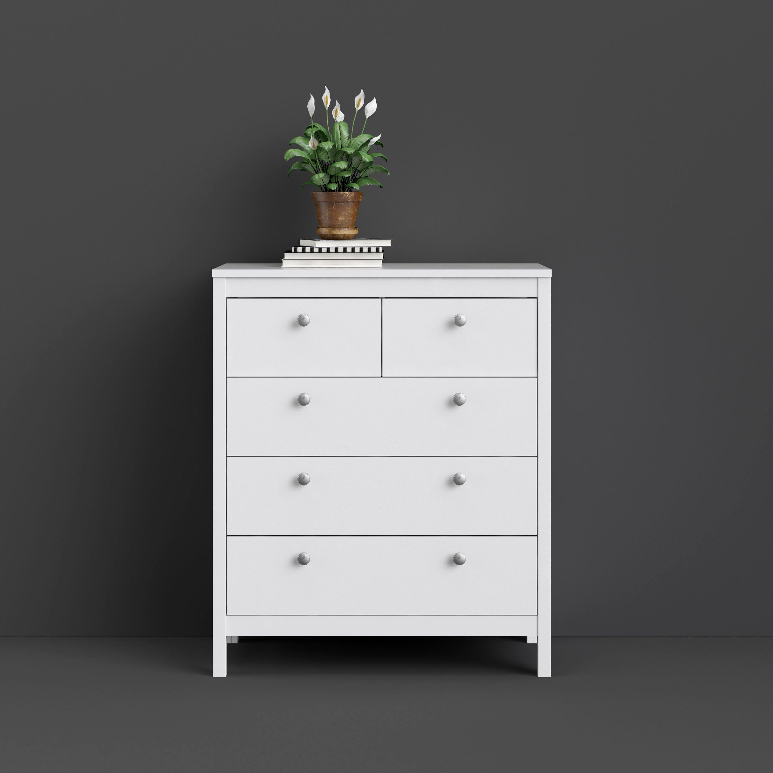 Home affaire Kommode Madrid, Aufbewahrung, Schubladenschrank, Stauraum, mit 5 Schubladen, Breite 82 cm, Höhe 99 cm