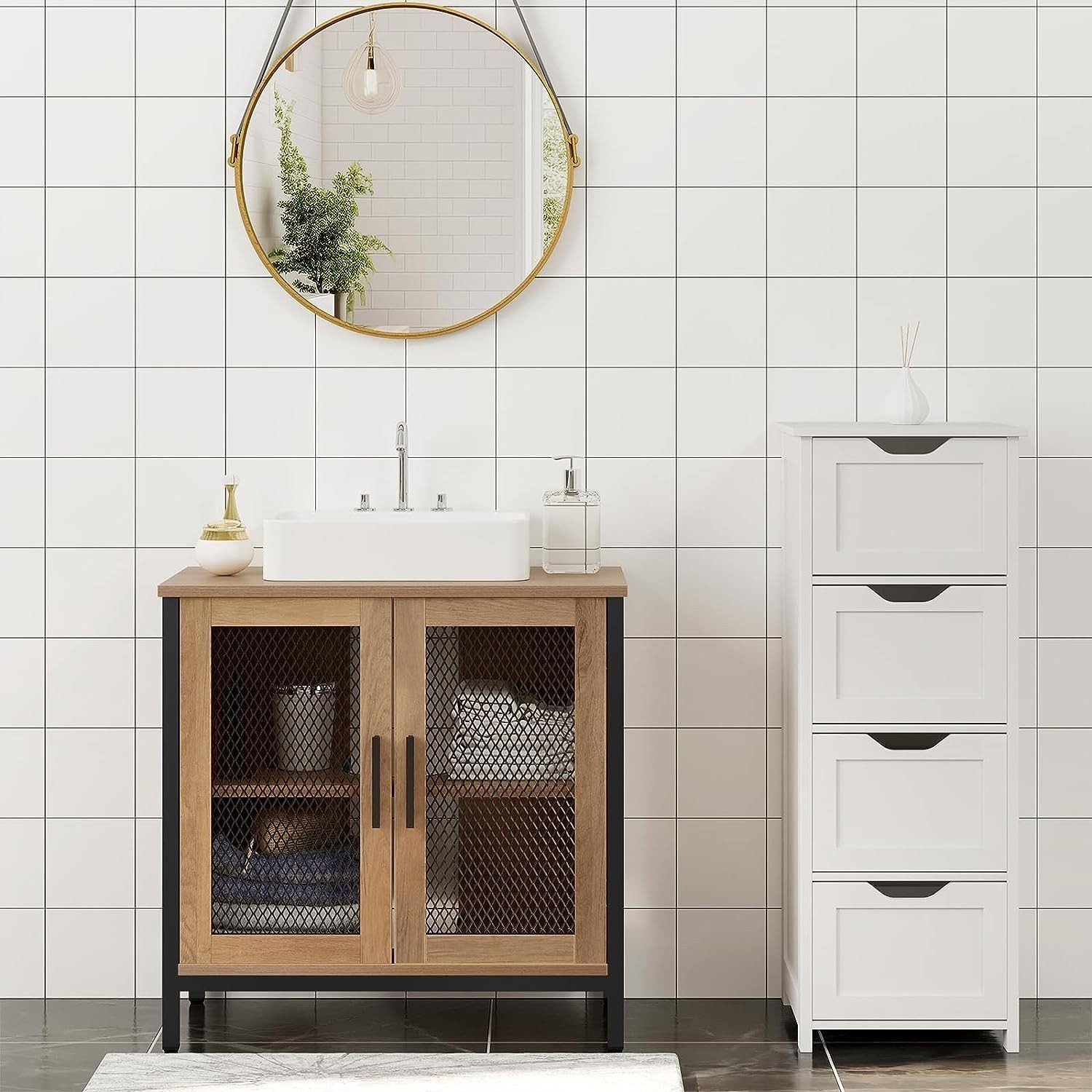 EUGAD Waschbeckenunterschrank (1-St) 2 Fächer, Metallgittertüre, günstig online kaufen