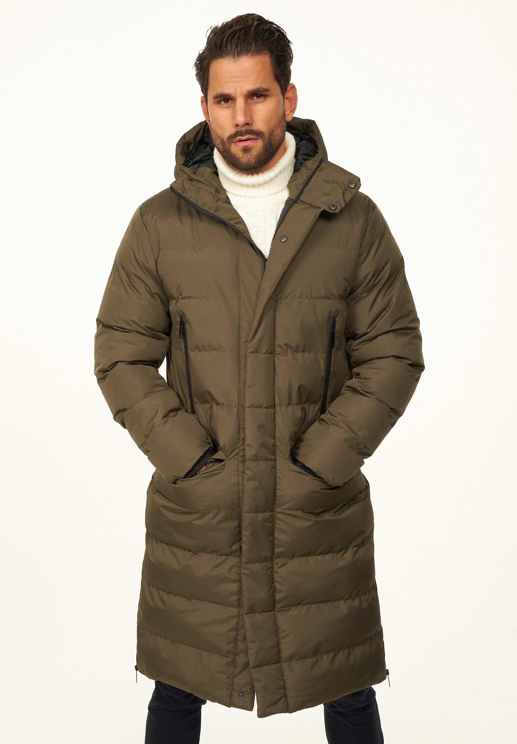 OneRedox Parka mit Kapuze als Winterjacke - Langer Steppmantel Herren warme Pufferjacke Steppjacke - Langer Wintermantel – Bild 5 von 5
