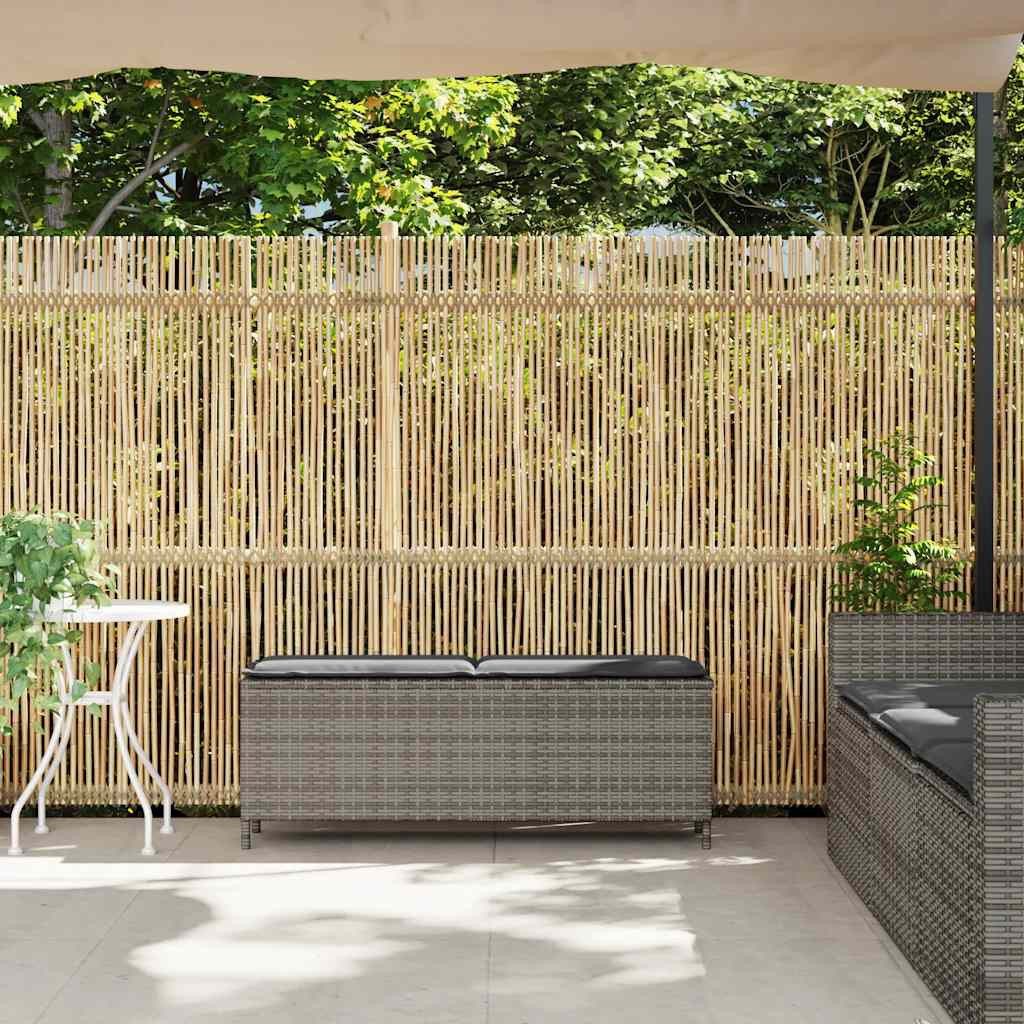vidaXL Gartenbank Gartenbank mit Kissen Grau 110x30x40,5 cm Poly Rattan (1-St)
