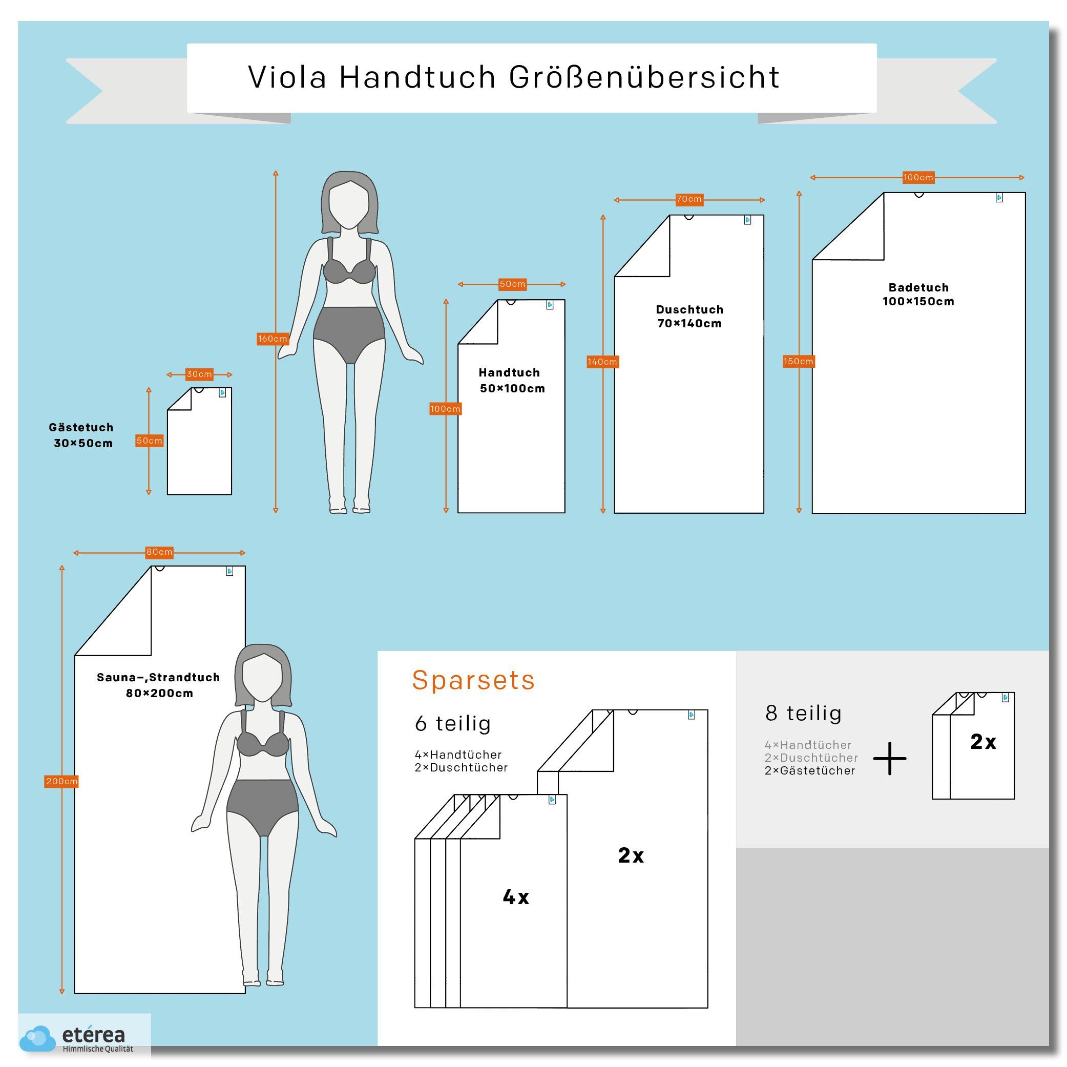 Borte, (6-St) Himmlische Weiss-Anthrazit Handtuch ohne Viola Baumwolle Qualität Handtücher Serie etérea etérea
