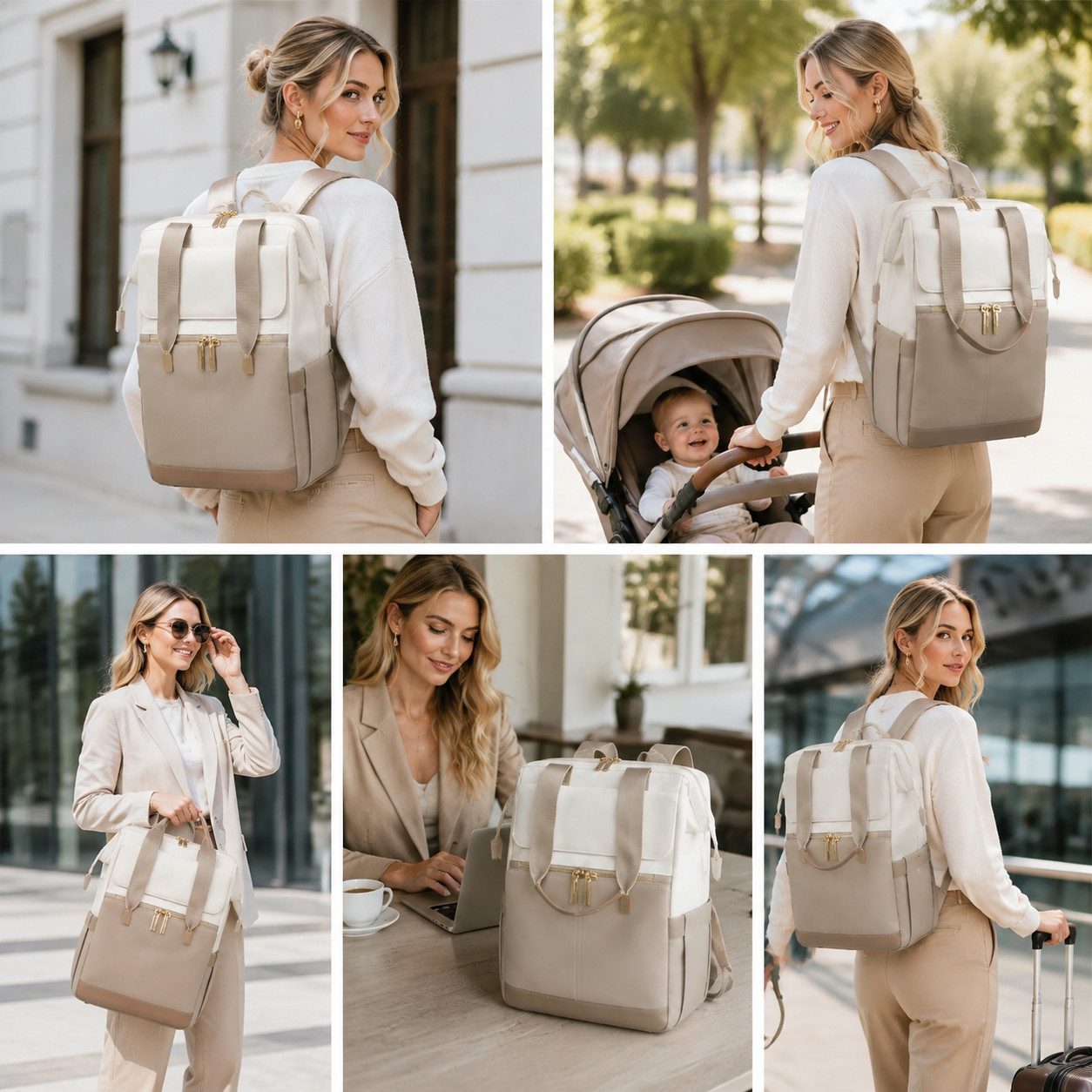Fyrove Freizeitrucksack Damenrucksack mit Zusatztasche, Laptoprucksack, Cityrucksack, Rucksack (Reiserucksack für 15,6-Zoll-Laptop, Büro, Uni und Wochenendtrip) – Bild 2 von 5