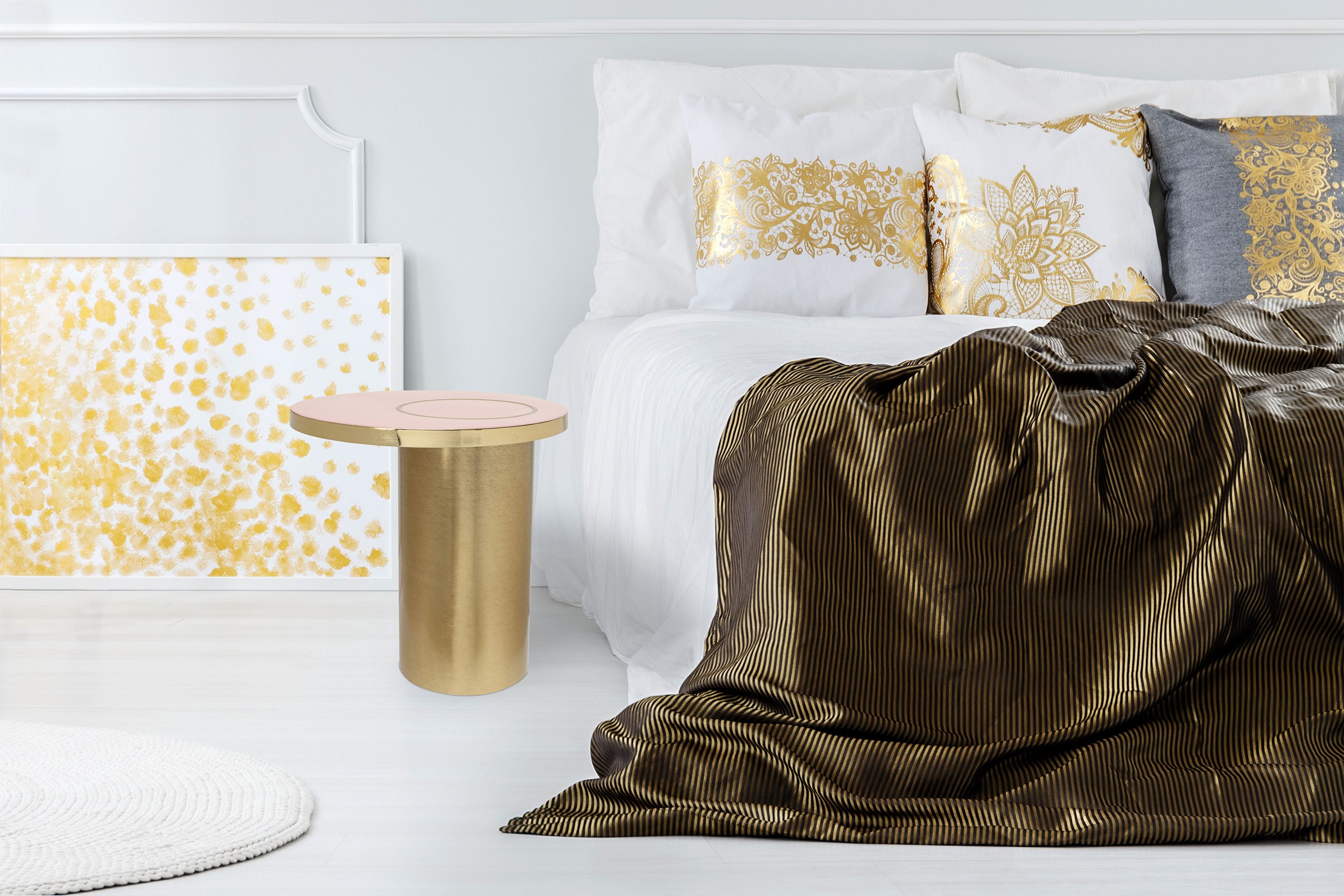 Kayoom Beistelltisch Art Deco 2325, Beistelltisch aus Eisen, dekoratives Design (1-St), Handarbeit, lackierter Tisch mit Metalleffekten, dekorativ