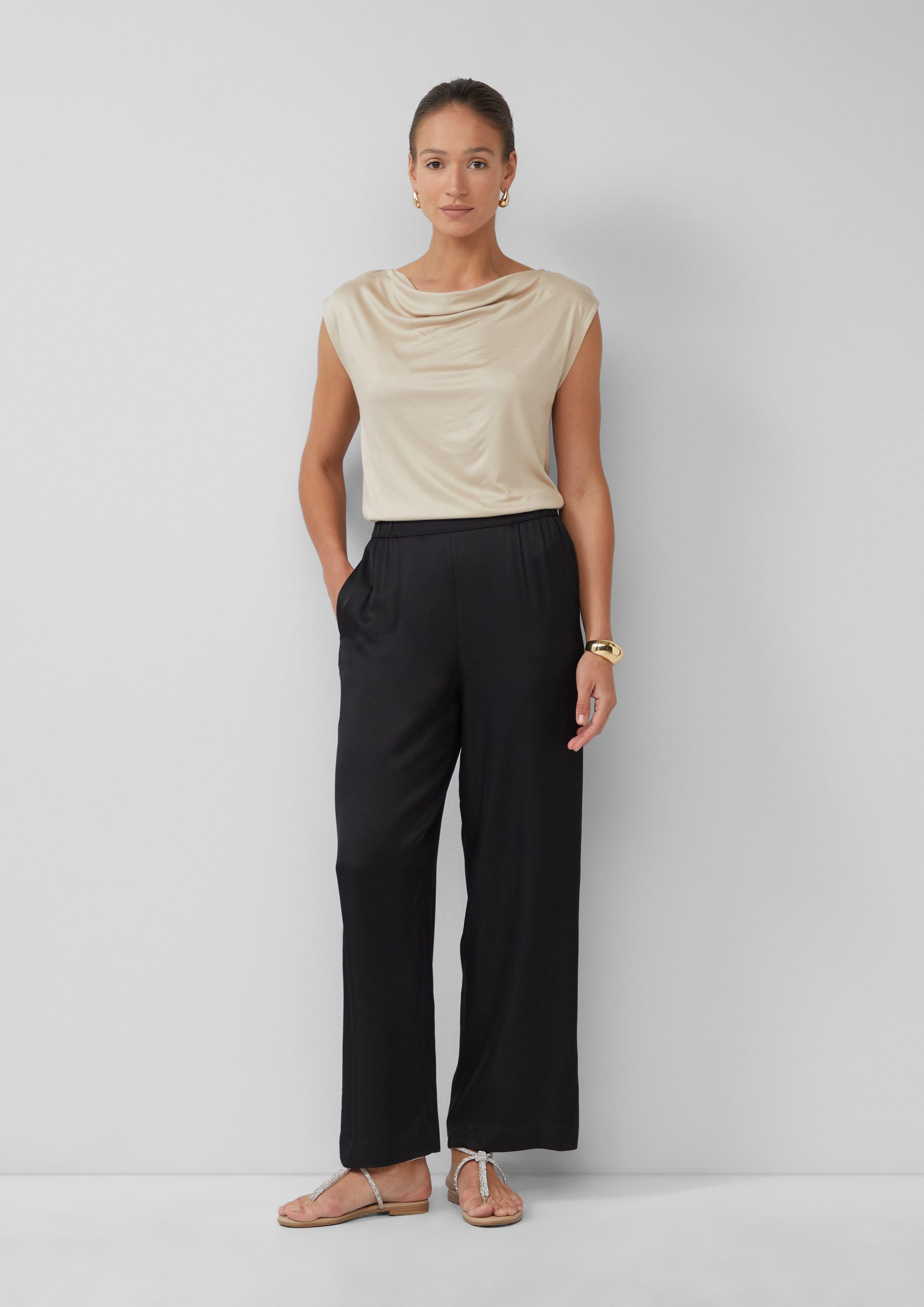 s.Oliver BLACK LABEL Stoffhose Fließende Wide-Leg-Hose günstig online kaufen