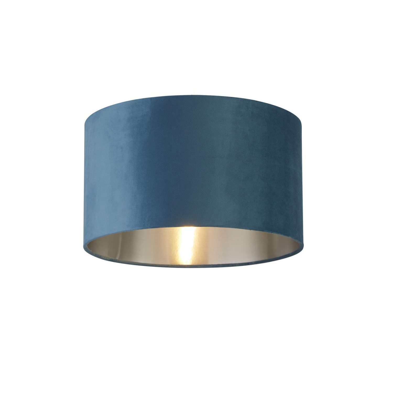 Licht-Erlebnisse Lampenschirm GIRONA, Ø 38 cm in Petrol Silber gebürstet Flur Stoff Modern