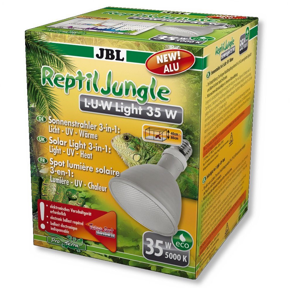 JBL GmbH & Co. KG Terrarienleuchte JBL ReptilJungle L-U-W Light alu 35 Watt Breitstrahler für Regenwaldte
