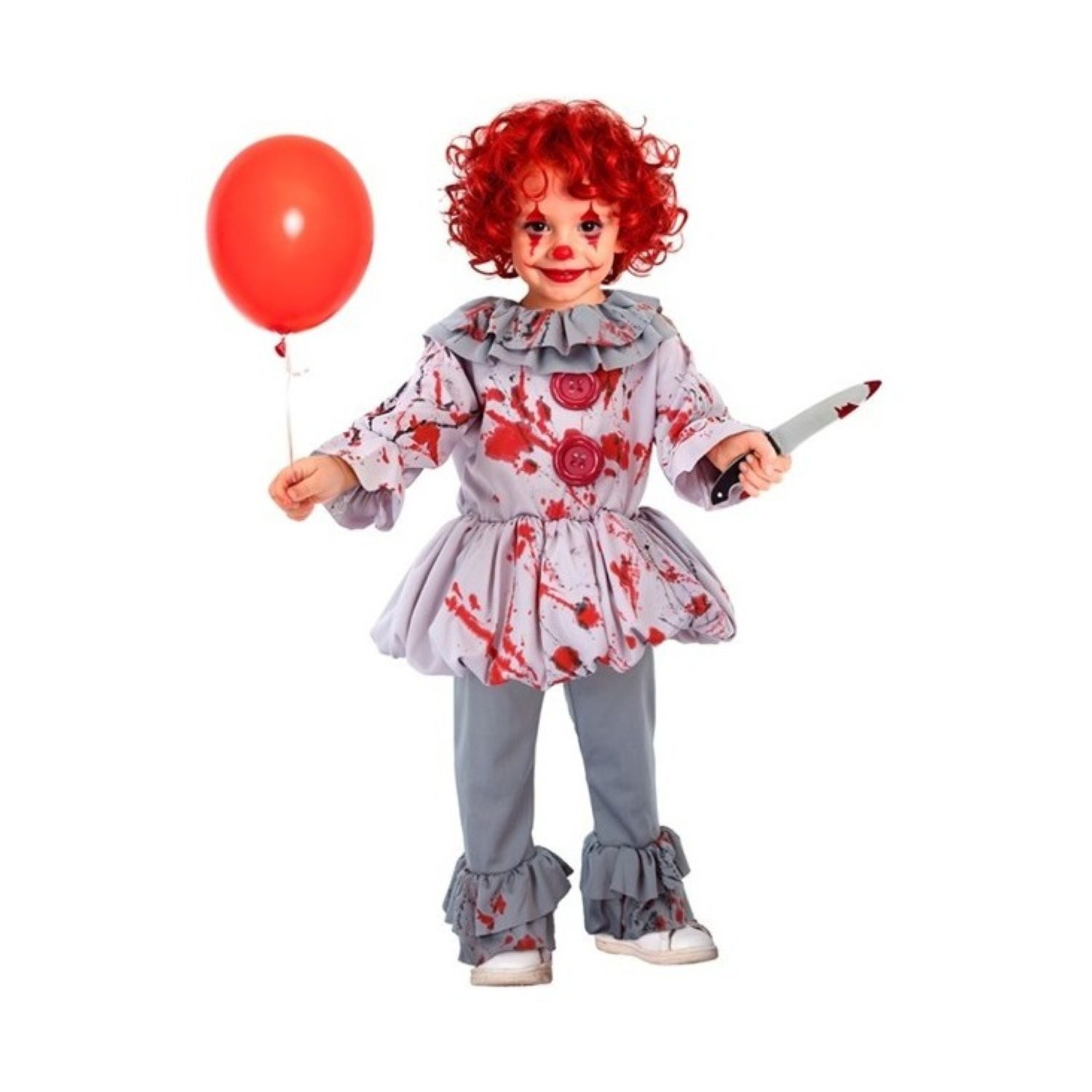 Widmann S.r.l. Clown-Kostüm Kostüm 'Vintage Horror Clown' für Kinder, Grau mi