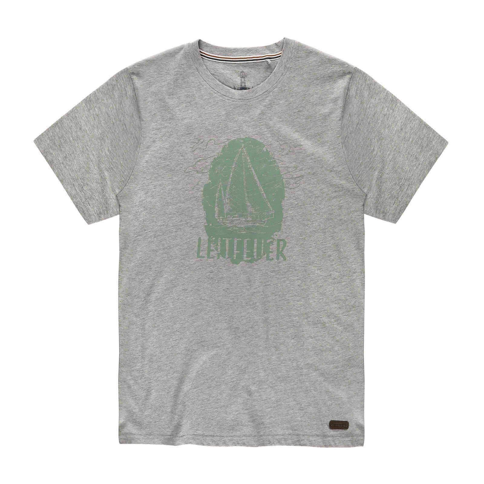 Leitfeuer T-Shirt 11064 Herren Sommershirt mit Front-Print Segelschiff und Rundhalsausschnitt
