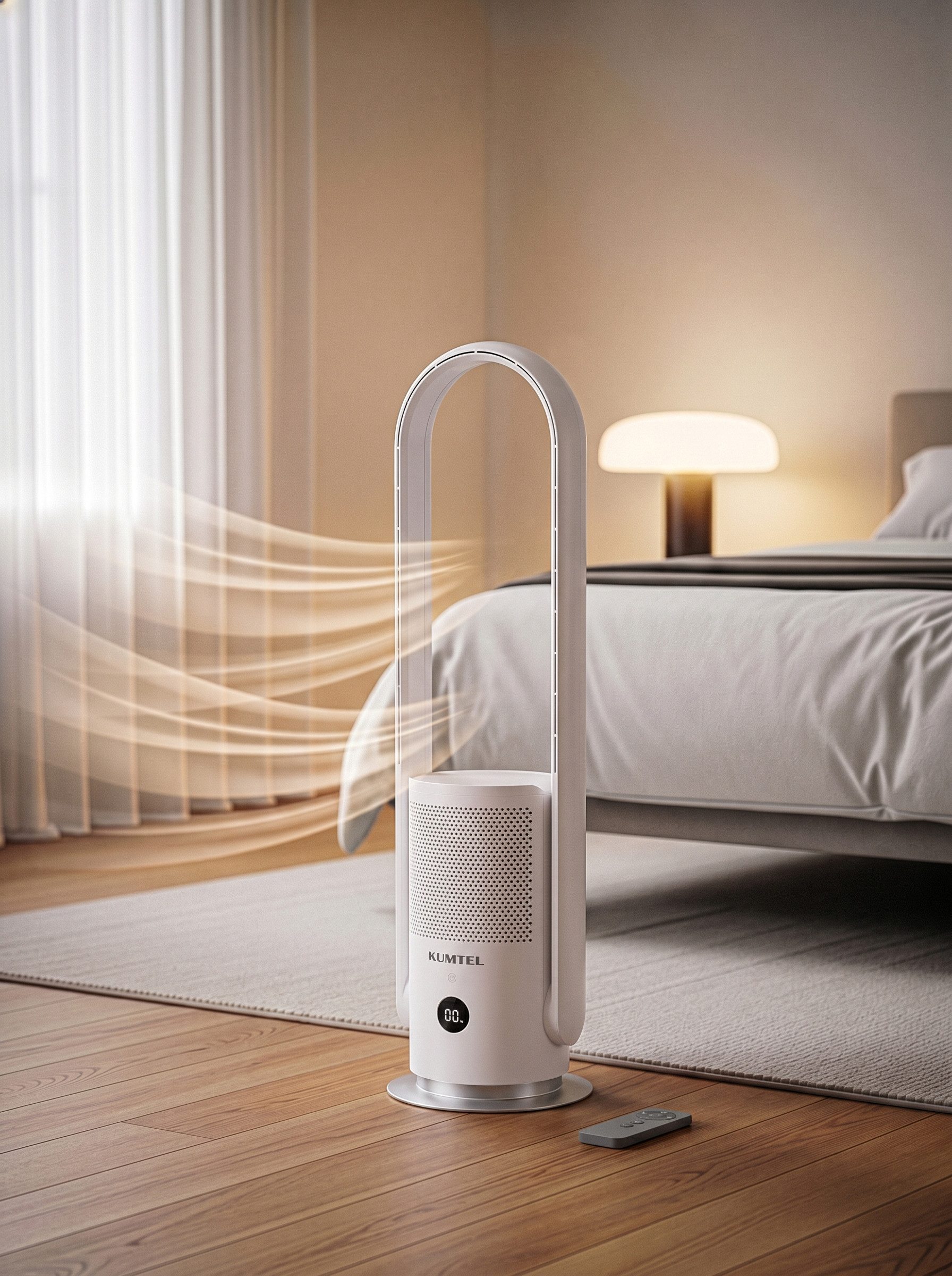 KUMTEL Standventilator, 2-in-1 Luftreiniger und Ventilator Mit Fernbedienung