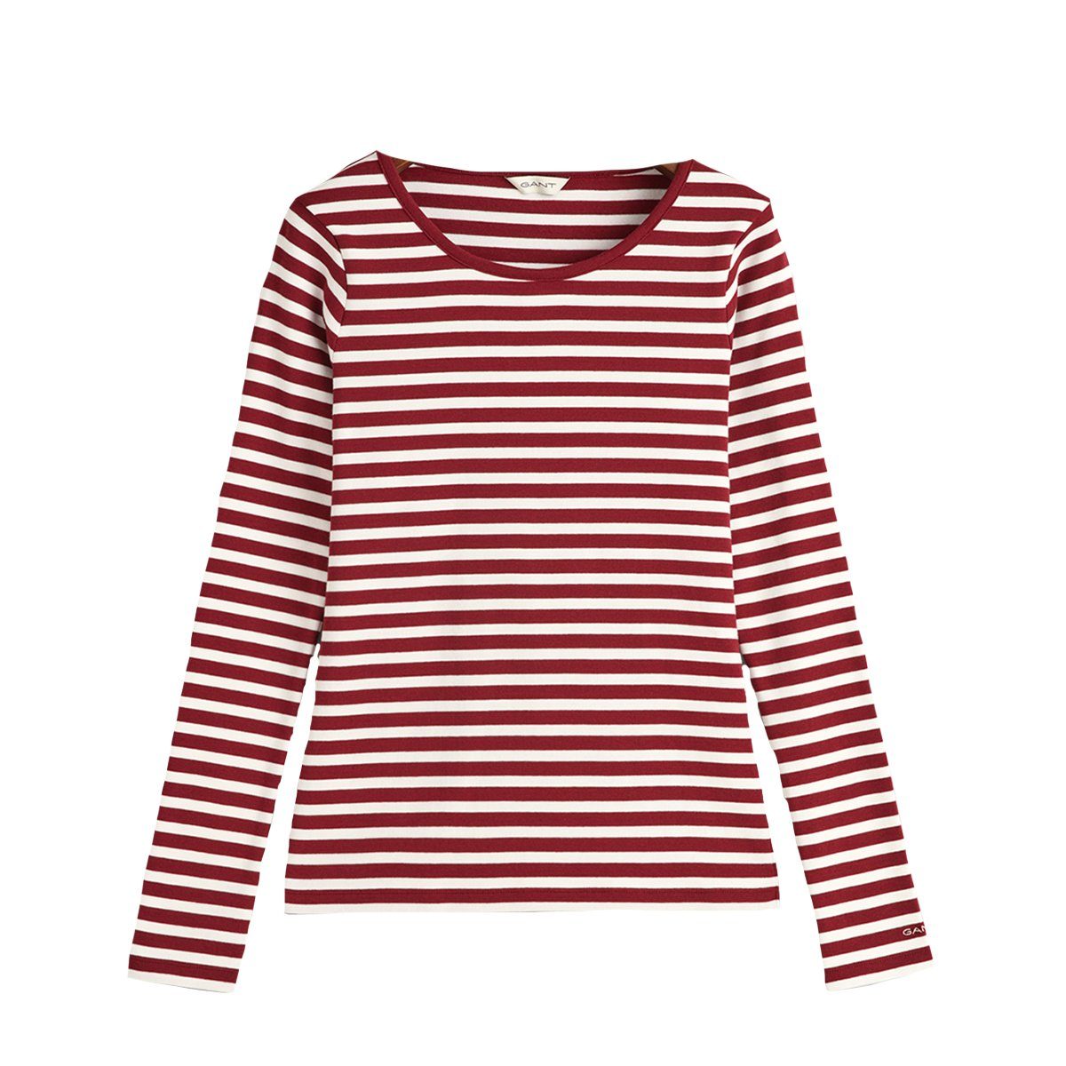 Gant Langarmshirt 4203494 Damen Slim Striped 1x1 LS gestreift Langarmshirt PlumpedRed(604)