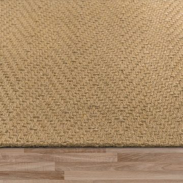Teppich Jute Wohnzimmer Teppich Naturfaser Handgewebt Natur, TT Home, rechteckig, Höhe: 4 mm