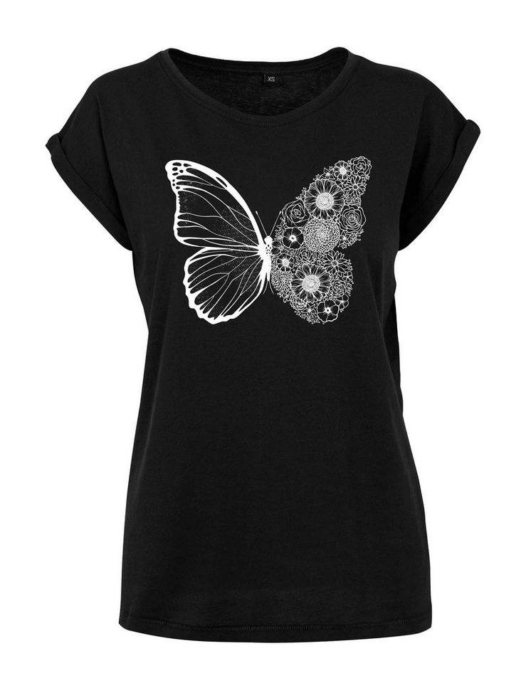 Youth Designz Print-Shirt Floral Schmetterling Damen T-Shirt Statement Geschenk Frauen Motiv mit modischem Blumen Print für Frauen