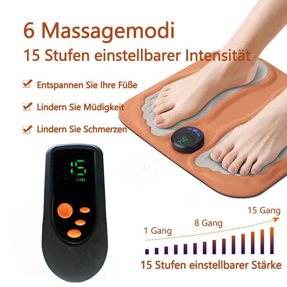 Toomoke Fußmassagegerät Fußmassagegerät 3D,6 Modi & 15 Stufen, Fernbedienung LCD, faltbar, 6 Modi, 15 Intensitätsstufen, mit Fernbedienung, Faltfunktion, für Durchblutung, Muskelschmerzlinderung, Venentrainer, Massage durch niederfrequente Impulse